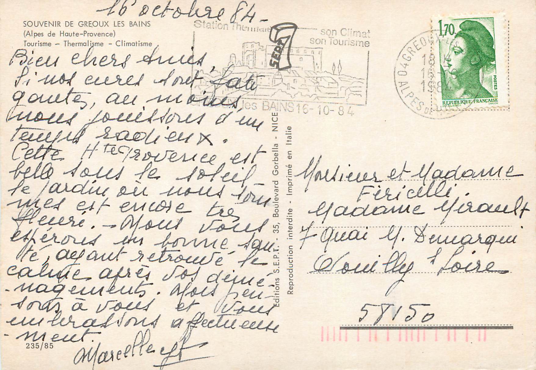 CPM Souvenir de Greoux les Bains Alpes de Hautea Provence Tourisme  — Rückseite