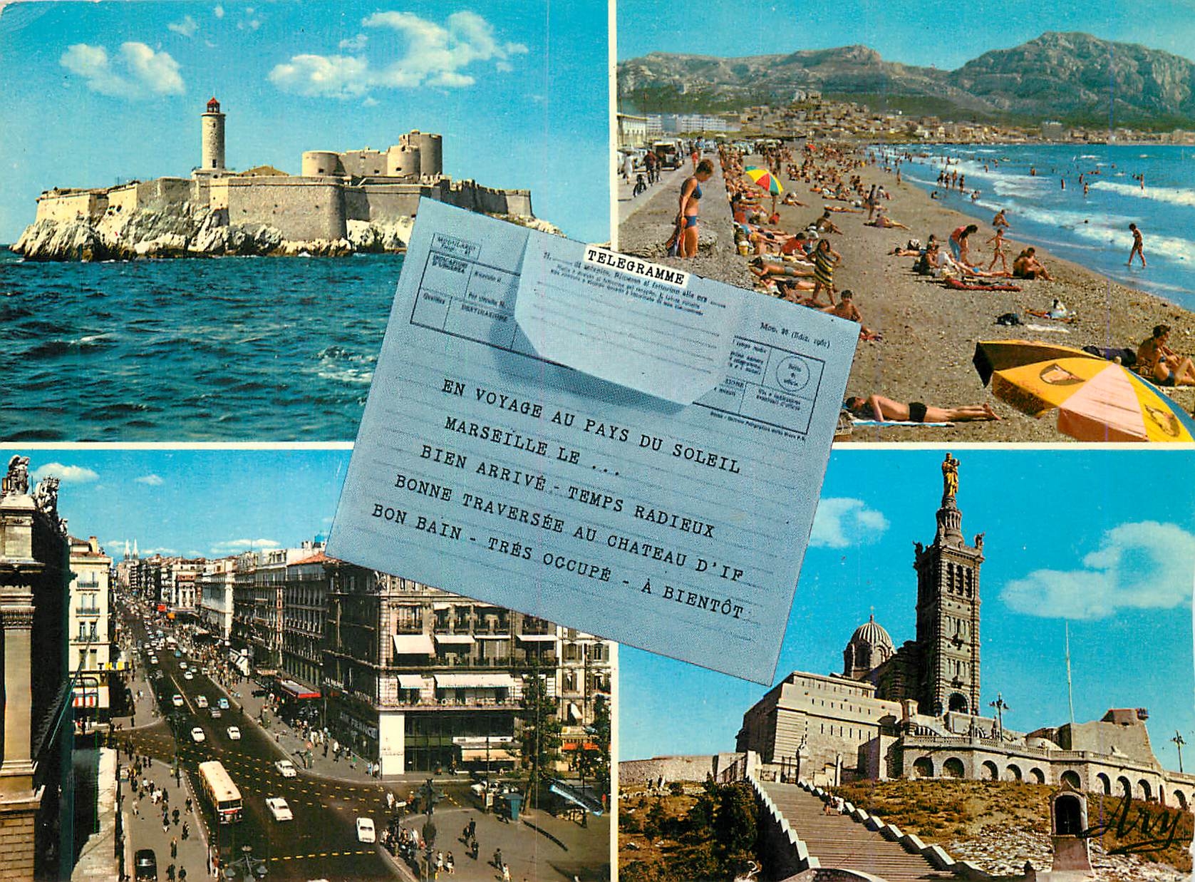 CPM Marseille Le Chateau d If La plage La Canebiere Notre Dame de la Garde 