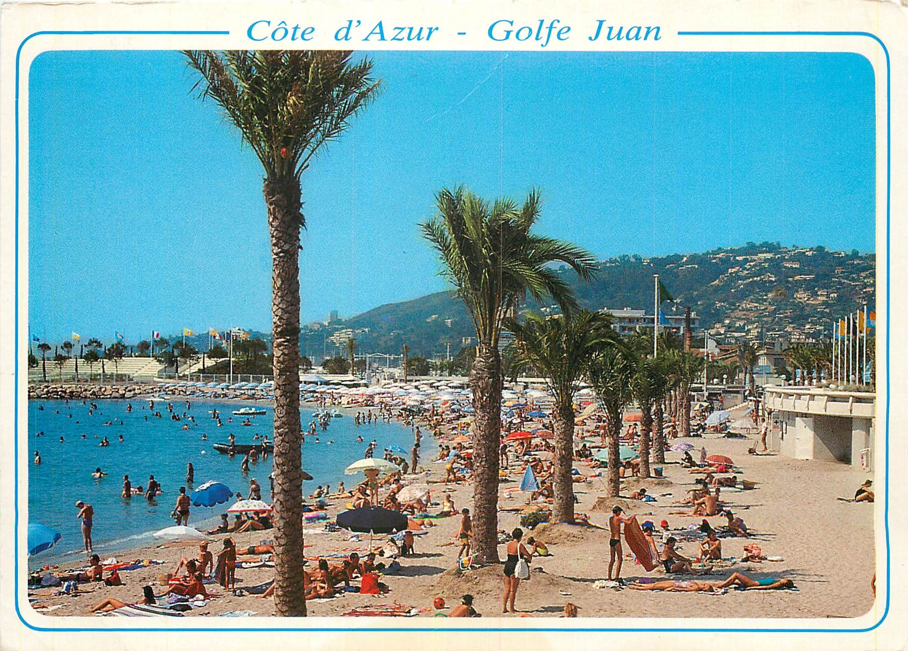 CPM Cote d Azur Golfe Juan AM Les plages du nouveau port au fond le theatre de la mer 