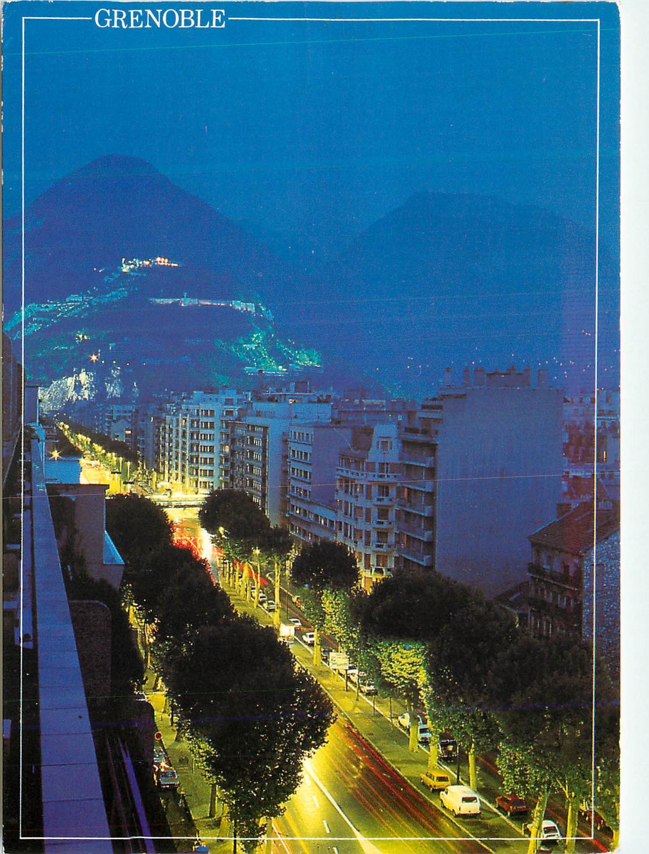 CPM Grenoble Isere La Bastille vue de nuit depuis le Cours Jean Jaures 