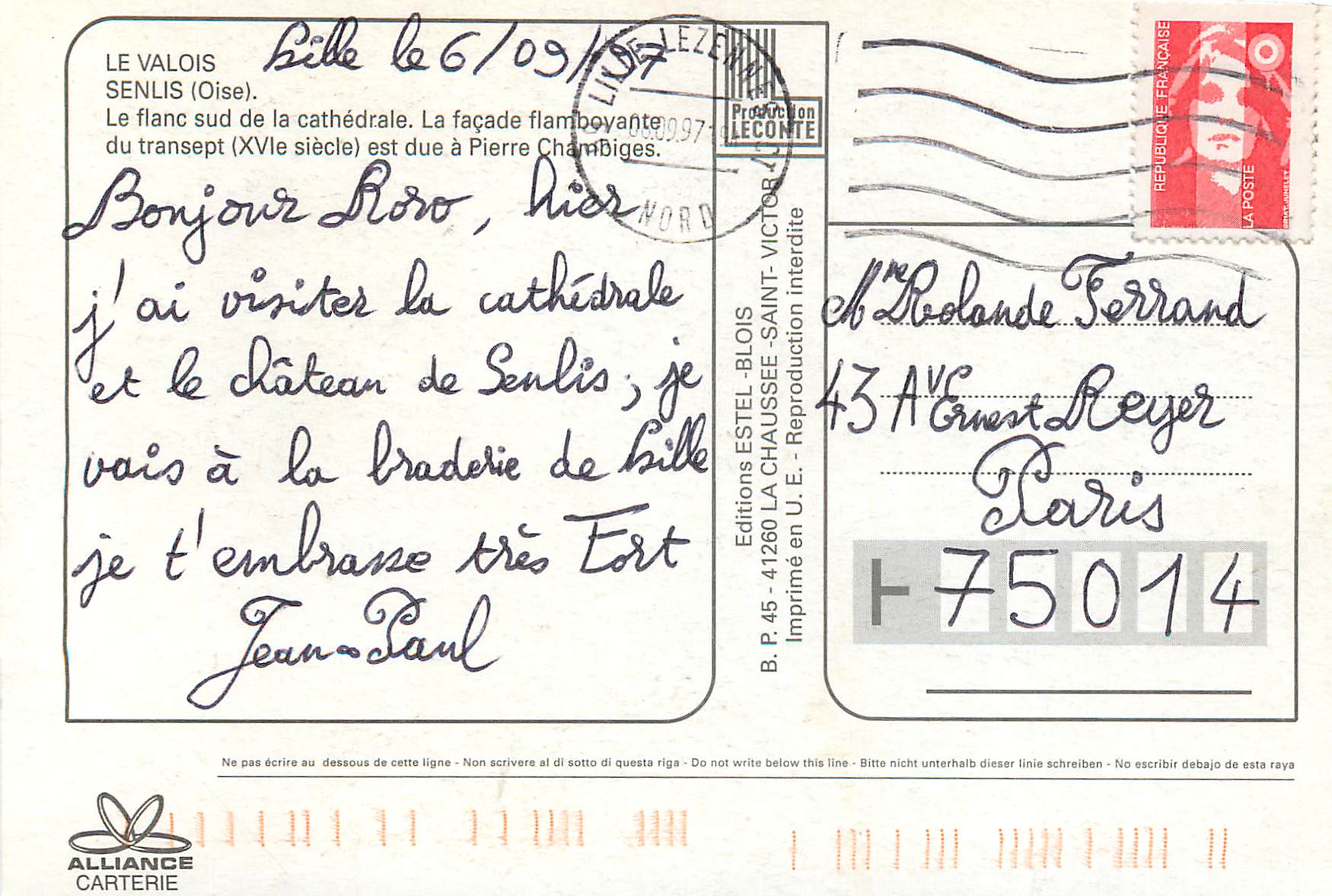 Cathédrale de Senlis — façade sud flamboyante — Éditions Estel-Blois — Reverso