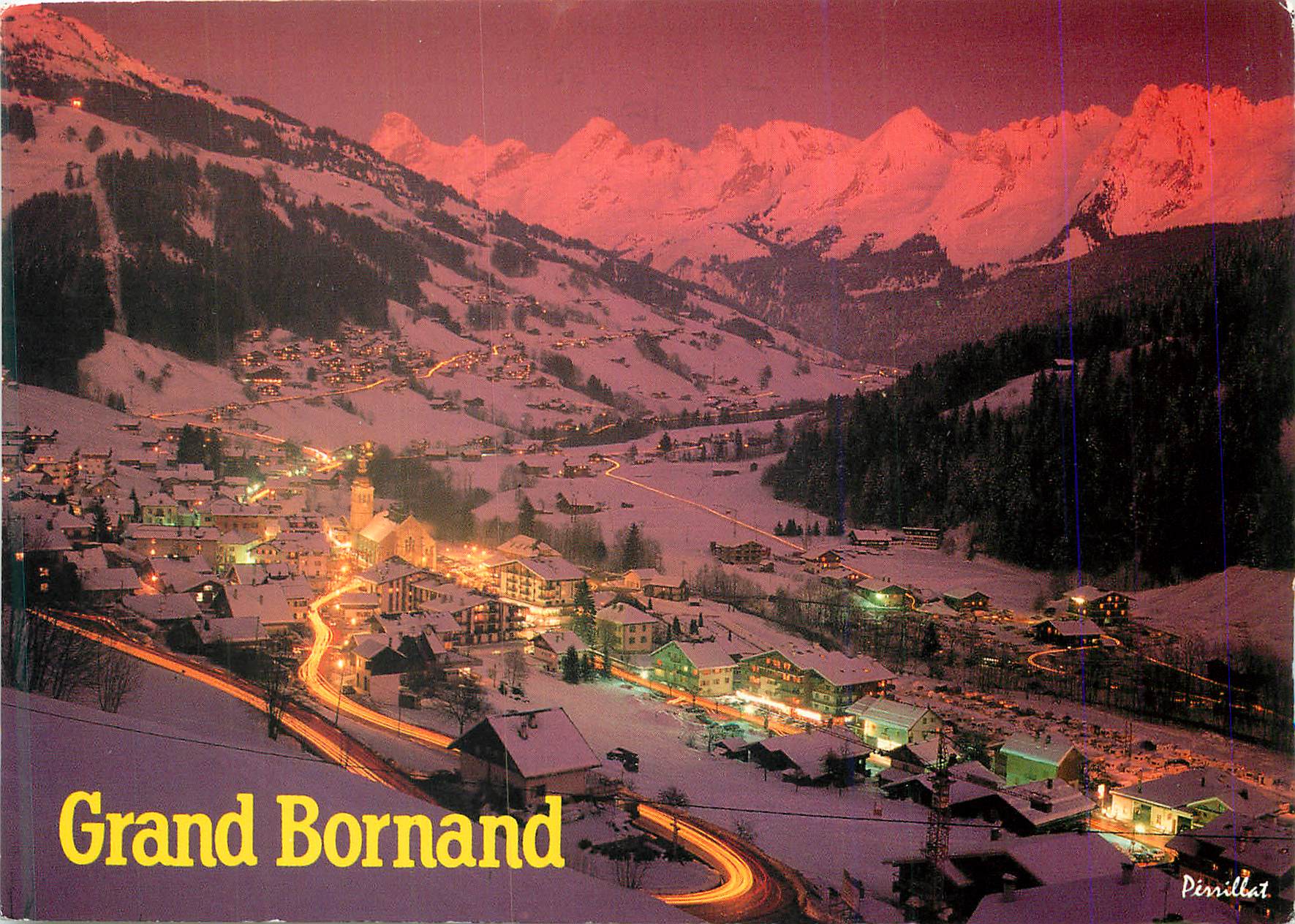 CPM Grand Bornand Haute Savoie La station au clair de lune et la chaine des Aravis 