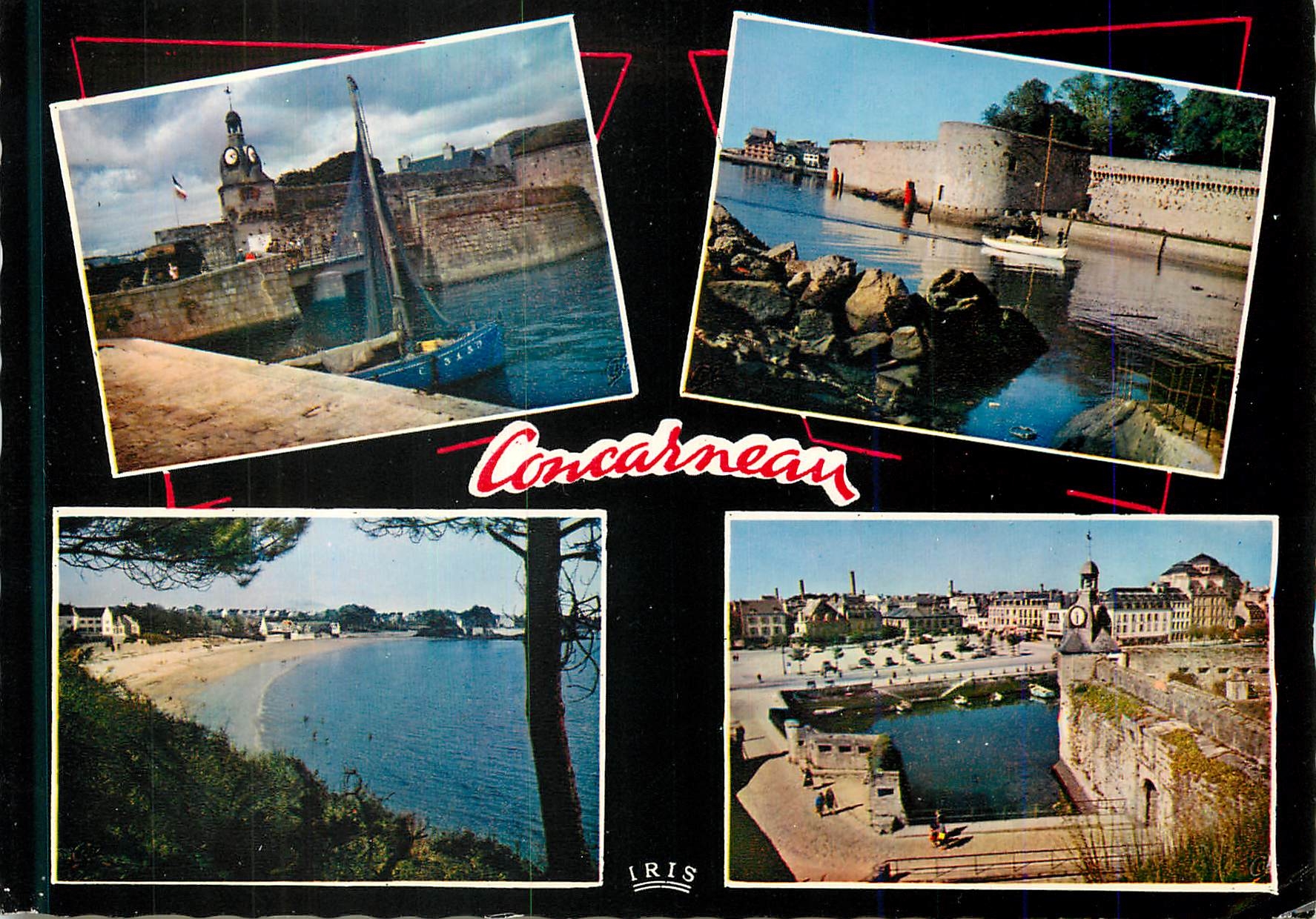 CPM Concarneau La Ville Close les filets bleus Plage des Sables Blancs Vue generale 