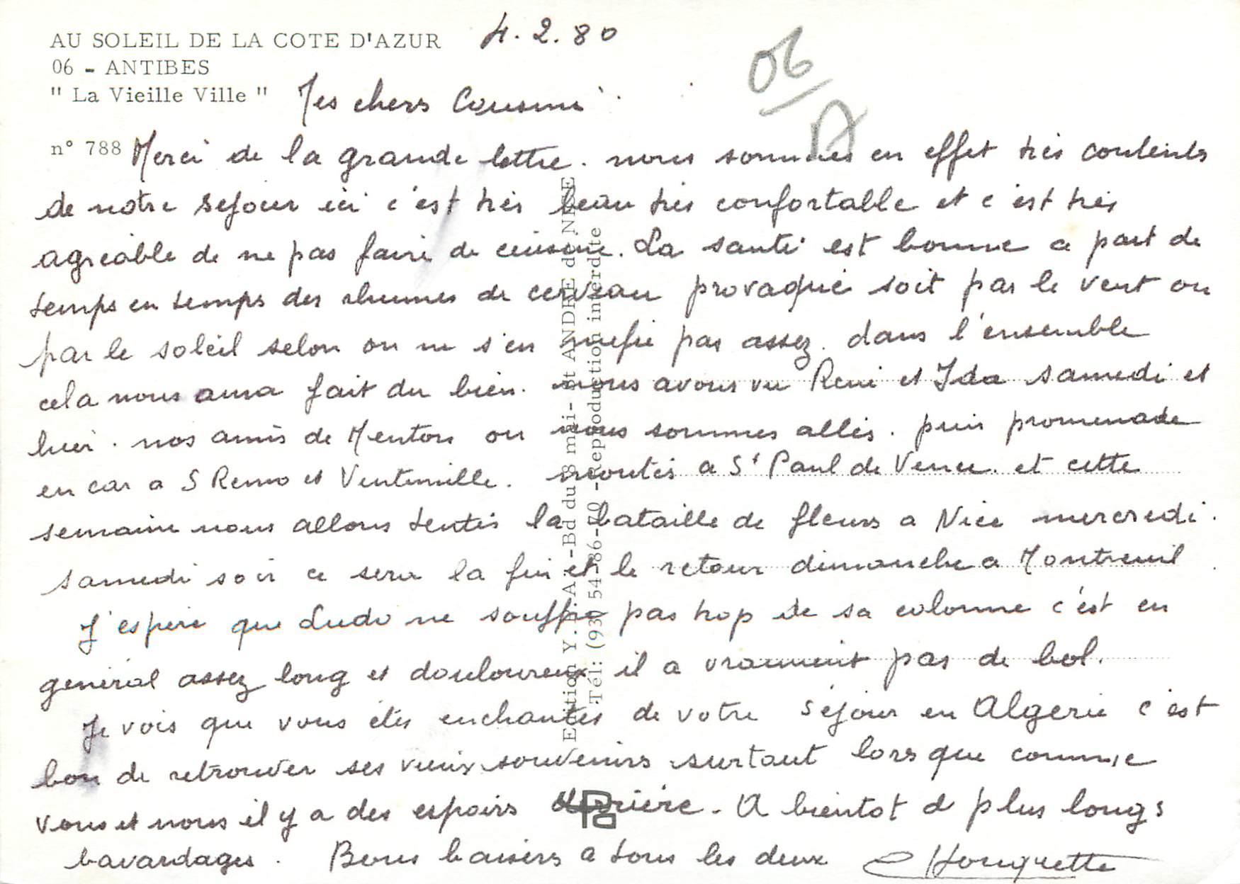CPM Antibes La Vieille Ville  — Rückseite