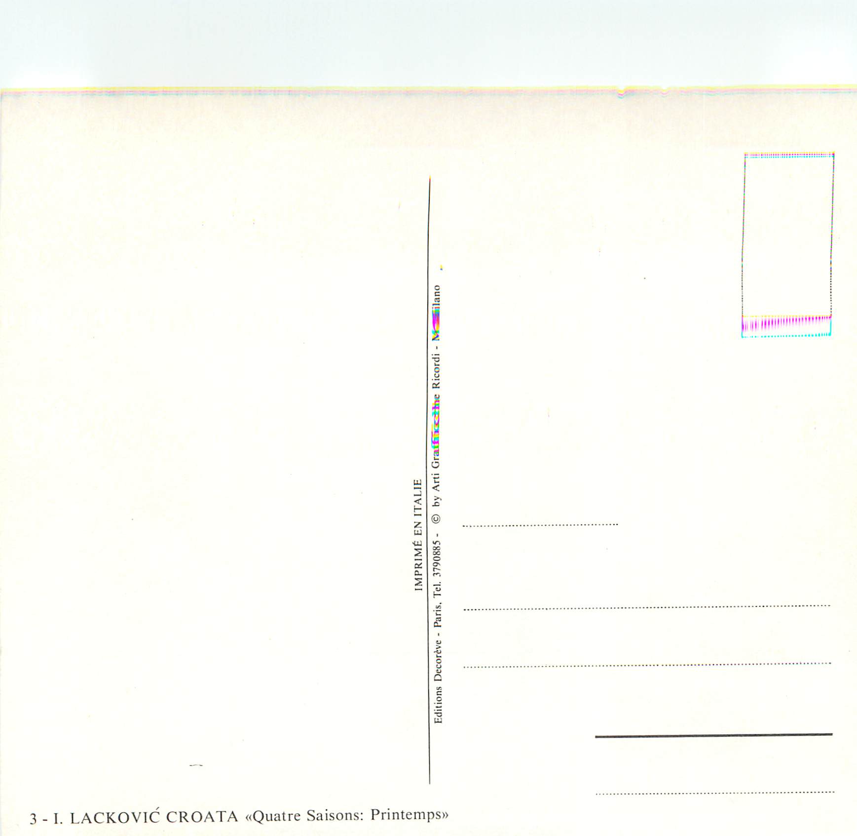 CPM Lackovic Croata Quatre Saisons  — Verso