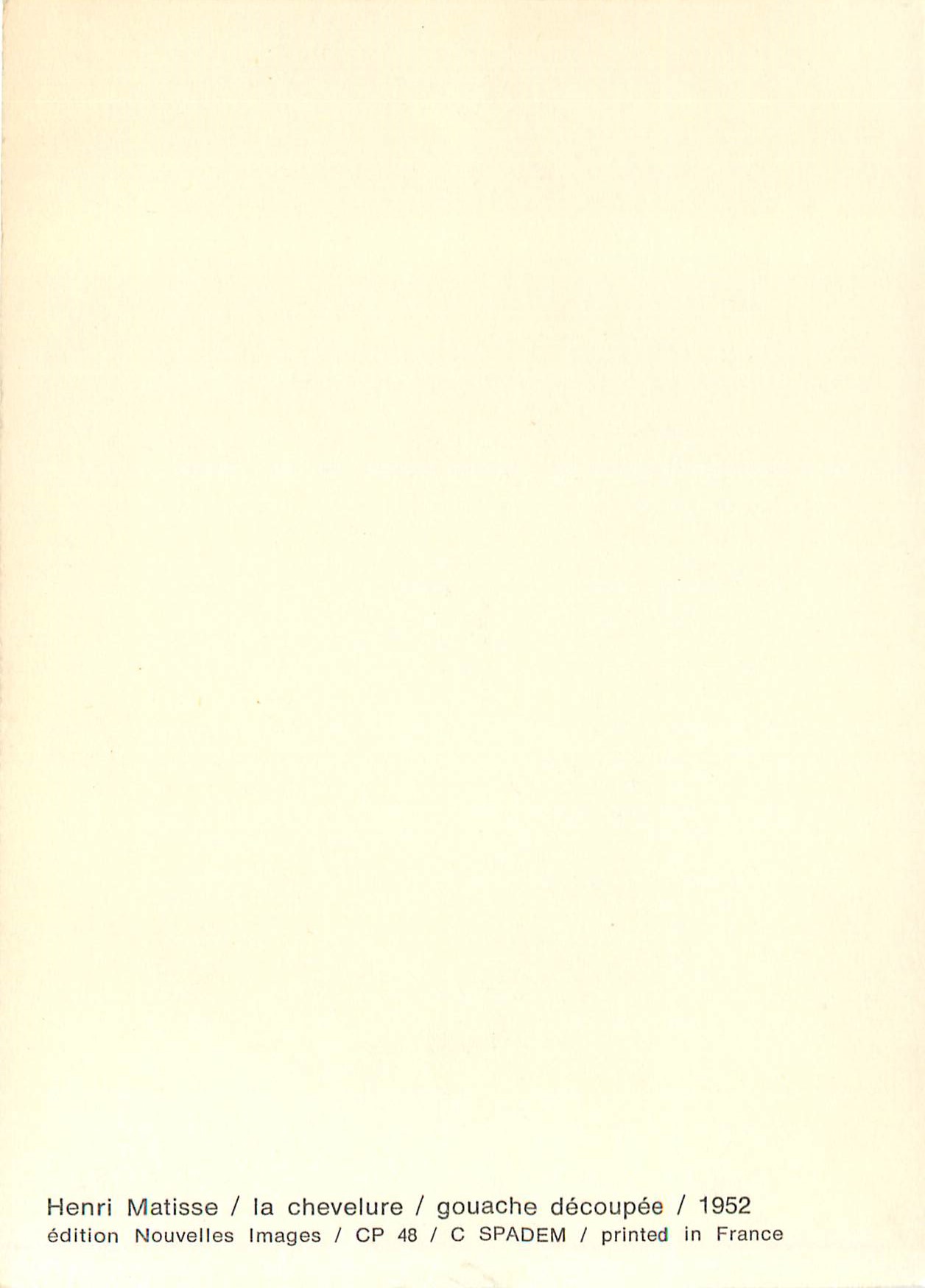 CPM Henri Matisse la chevelure gouache decoupee  — Back