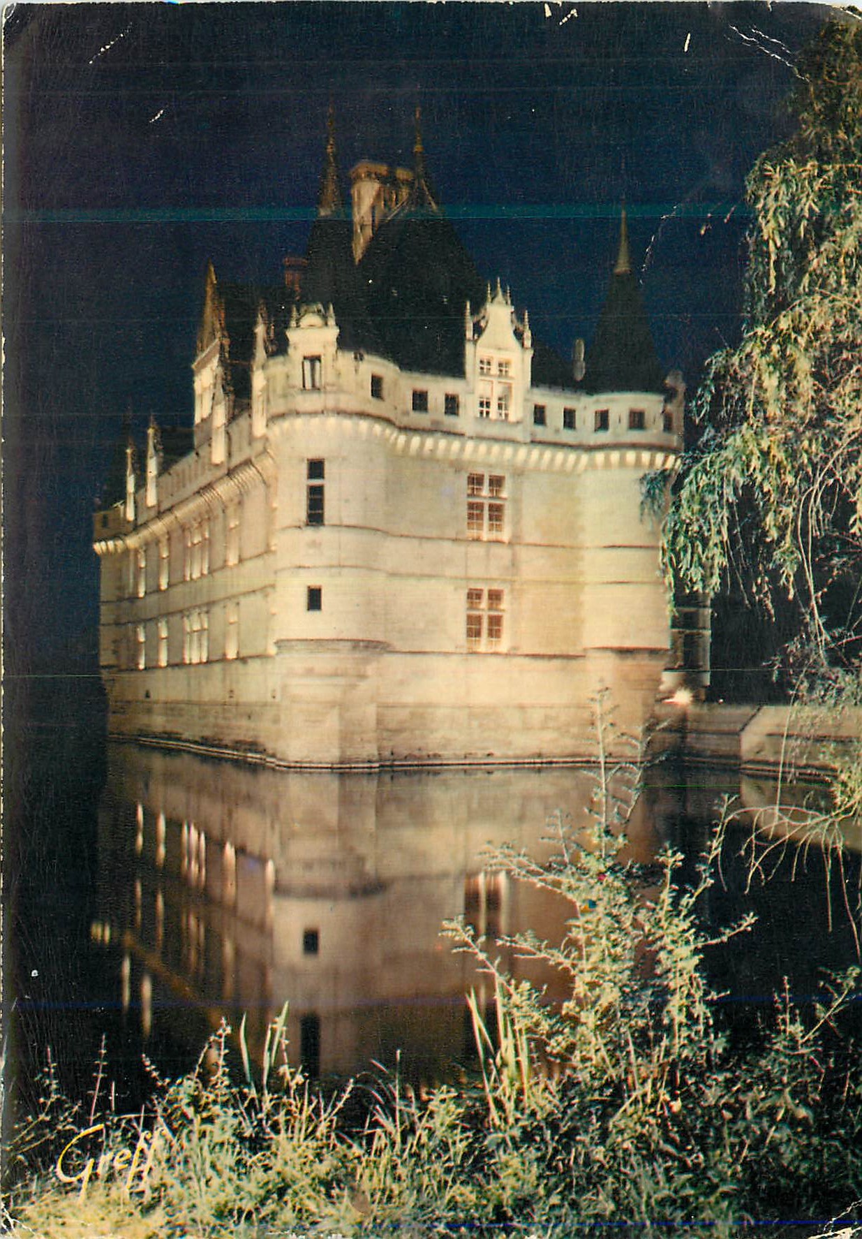 CPM Azay le Rideau Indre et Loire Le chateau illuminee 