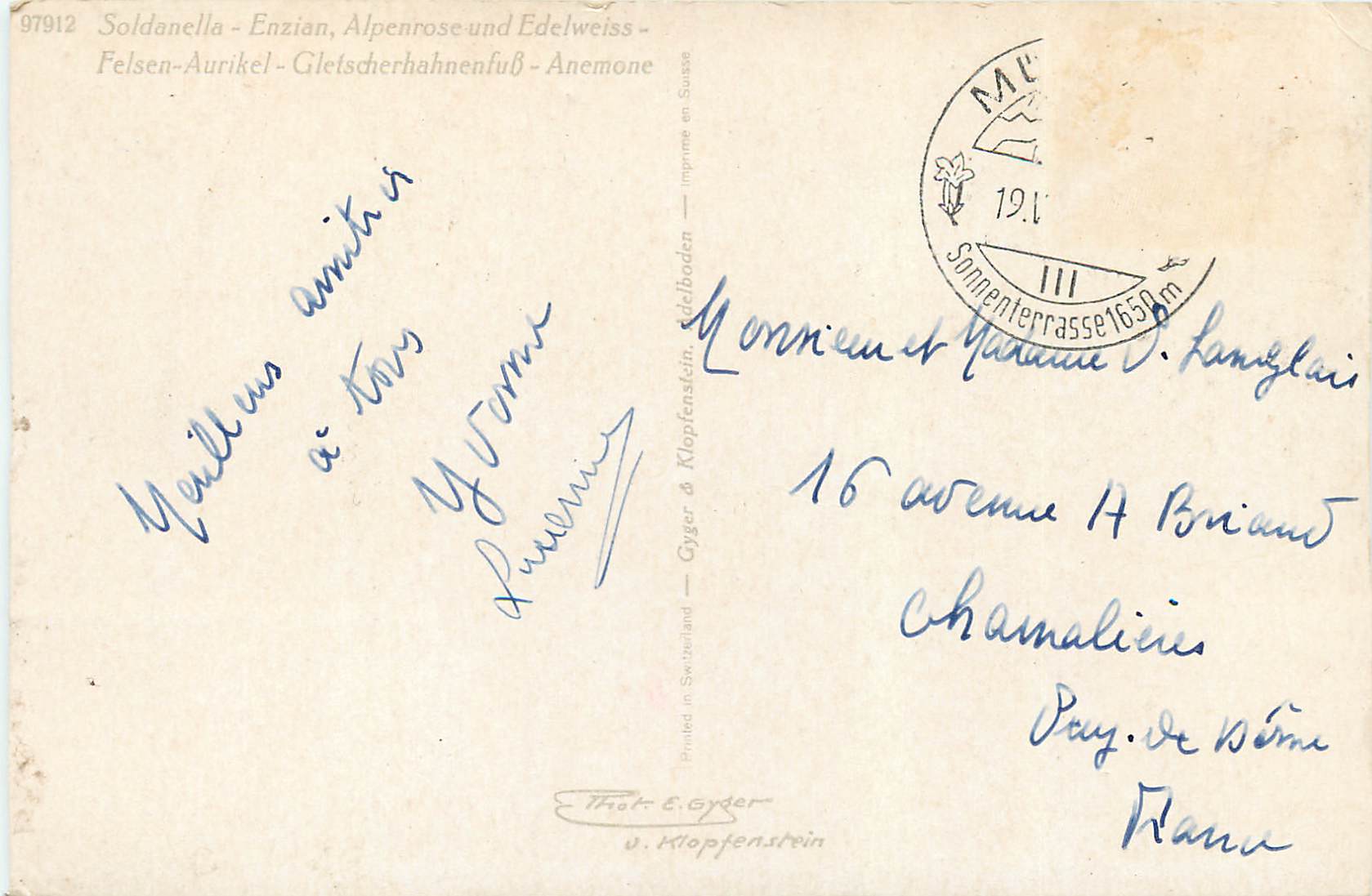 CPM Soldanella Enzian Alpenrose und Edelweiss  — Verso