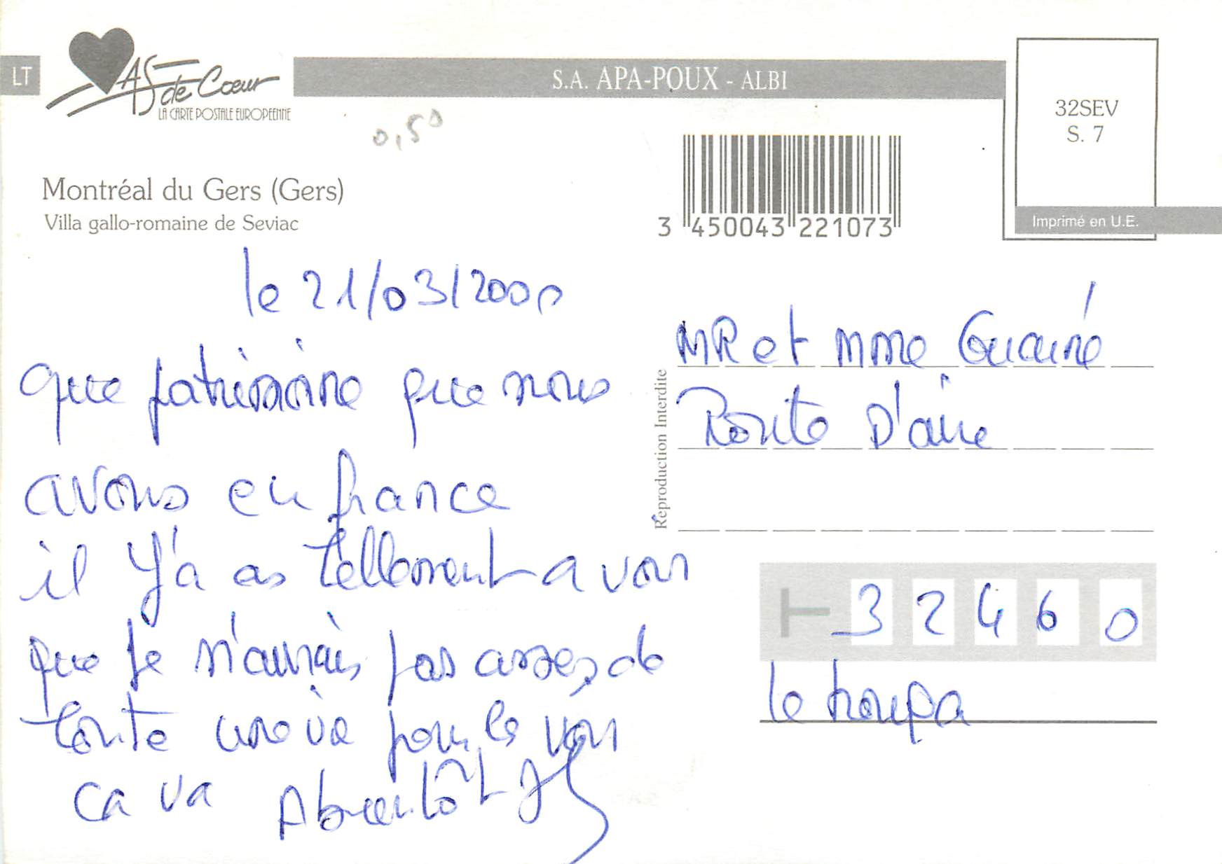 CPM Montreal du Gers Villa Gallo romaine de Seviac  — Back