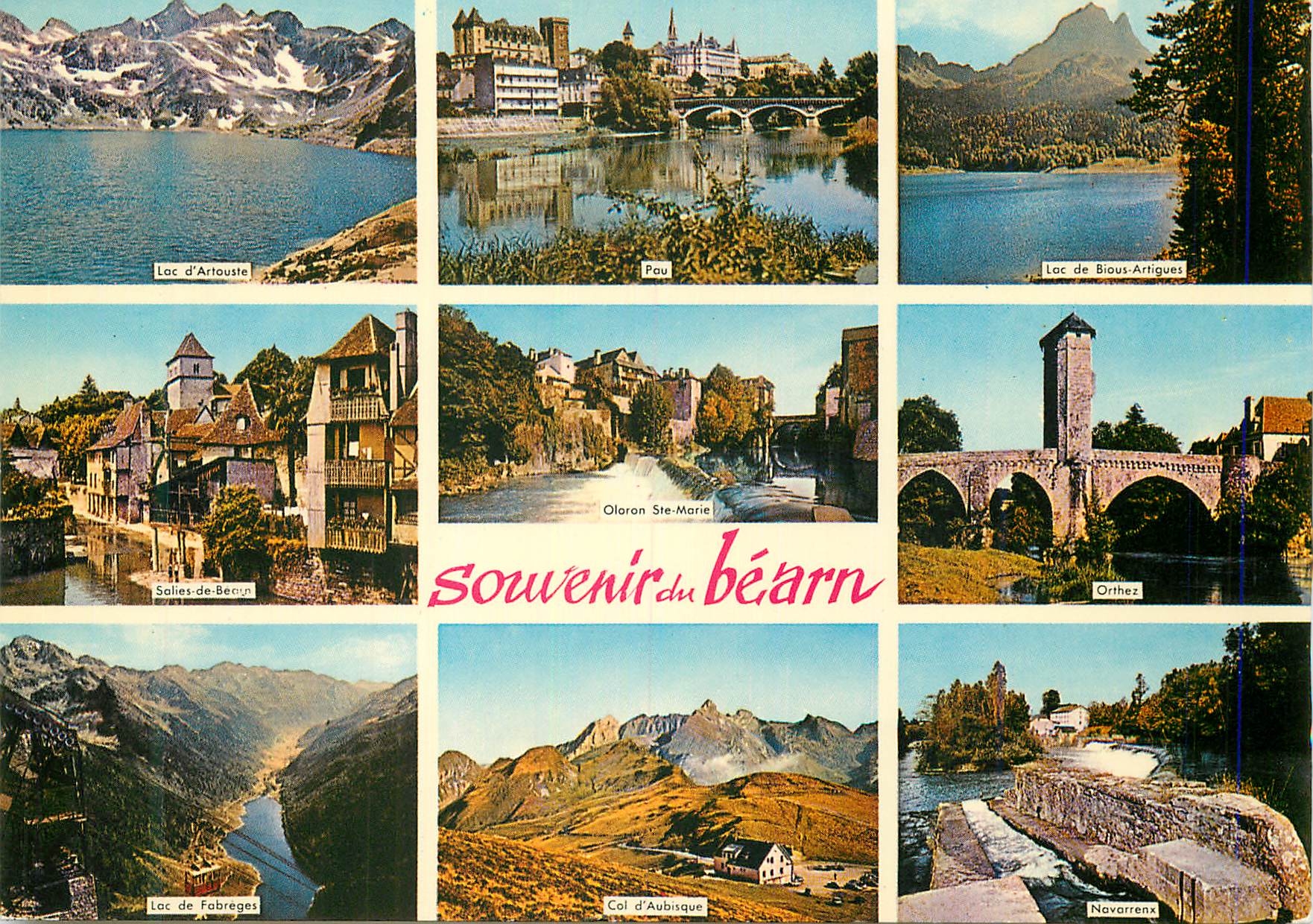 CPM Souvenir du Bearn Lac d'Artouste Pau Orthez Salies de Bearn Lac de Fabreges Col d4Aubisque