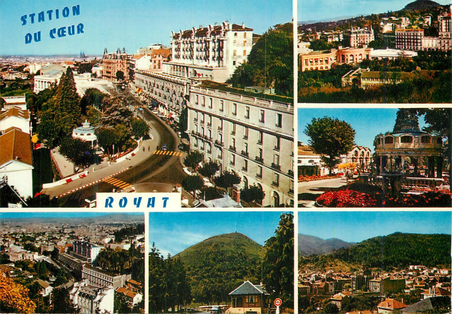 CPM Royat P de D Et Thermal Source Eugenie et Bd Vaquaz Parc du Casino et Grand Hotels 