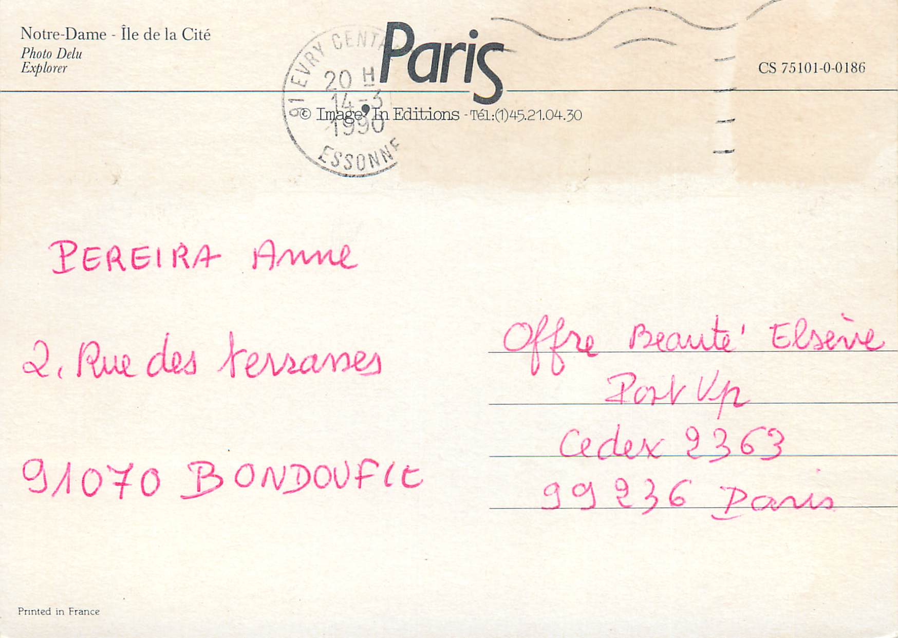 CPM Notre Dame Ile de la Cite Paris  — Verso
