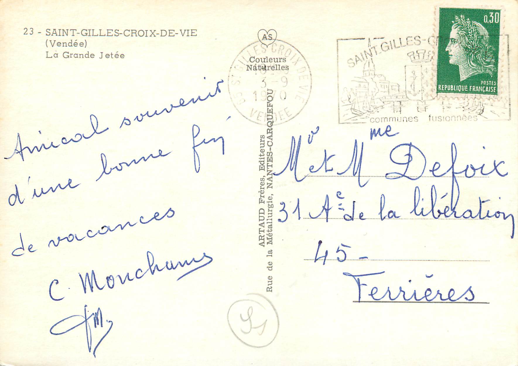 CPM Saint Gilles Croix de Vie Vendee La Grande Jetee  — Rückseite