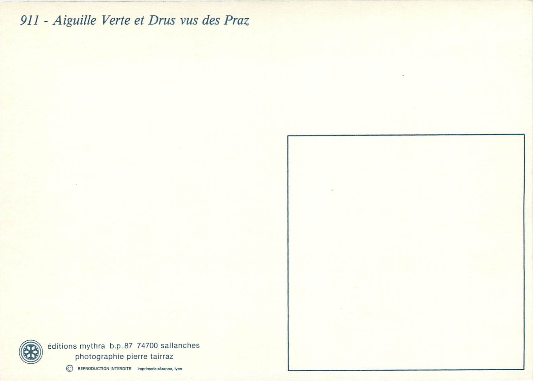 CPM Aiguille Verte et Drus vus des Praz  — Verso
