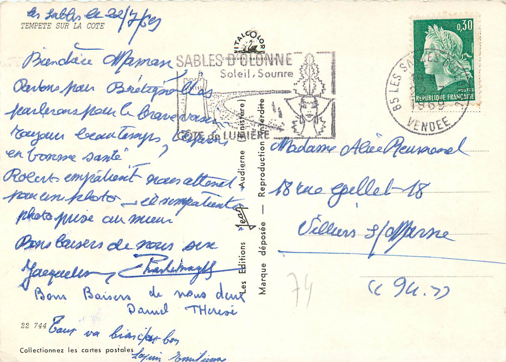 CPM Tempete sur la Cote  — Verso
