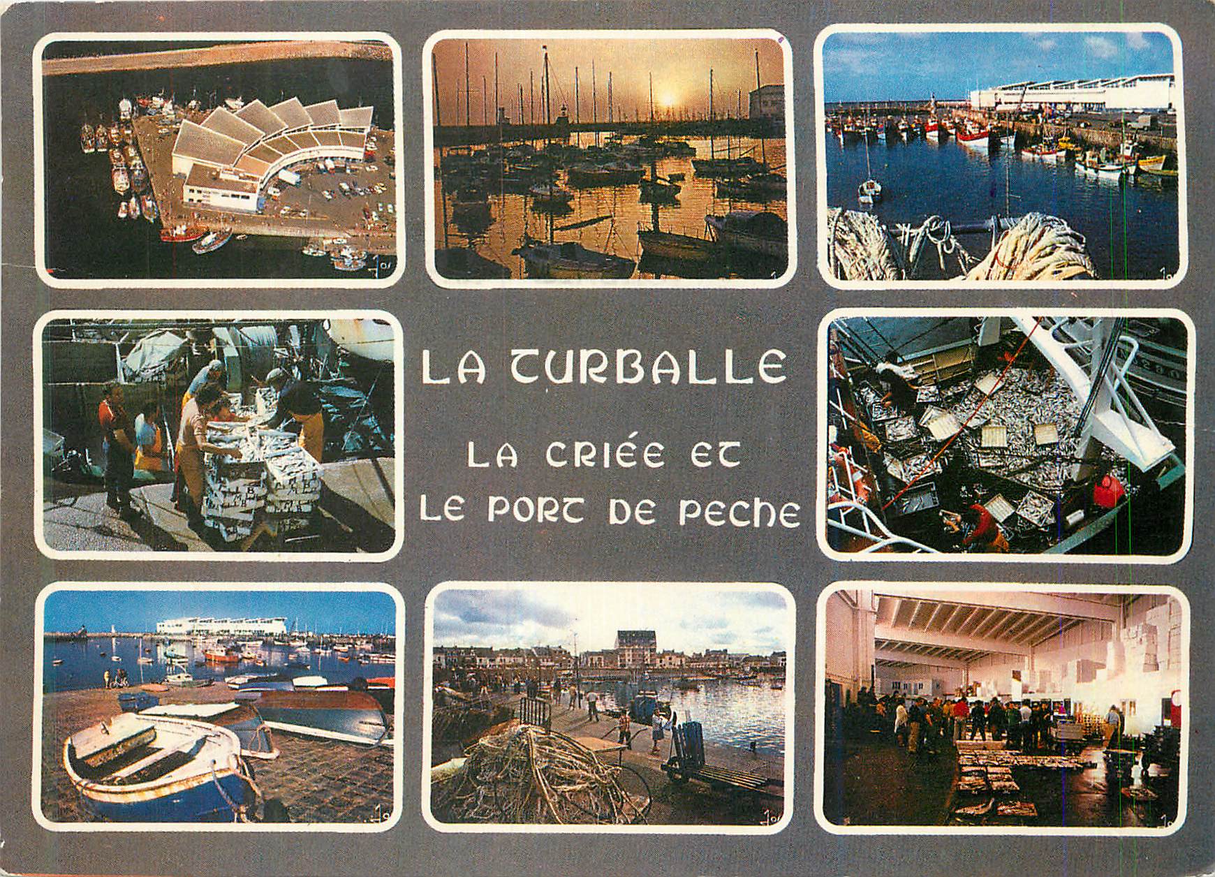 CPM La Turballe La criee le port de plaisance le port de peche debarquement de la sardine et l'interieur de la criee