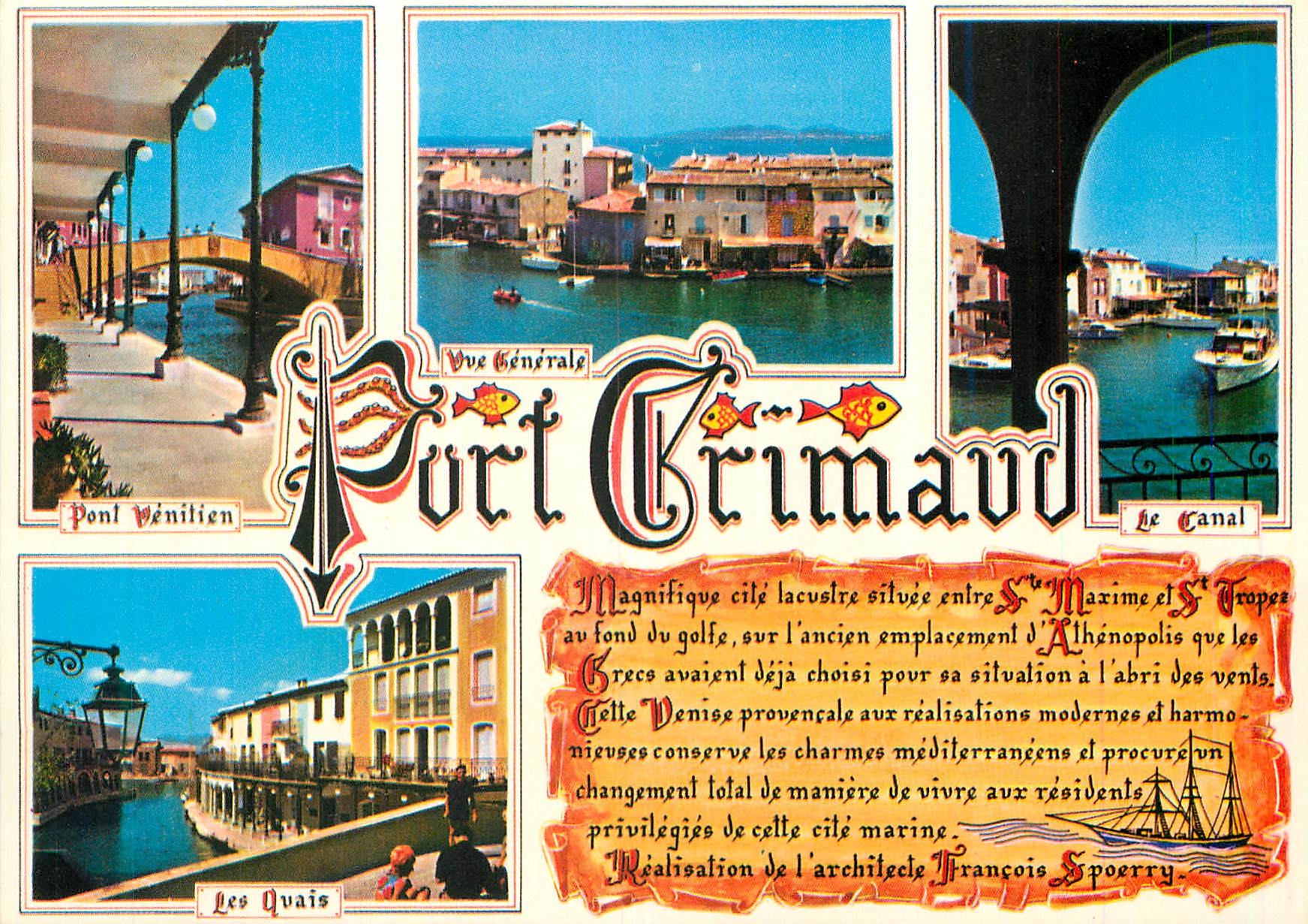 CPM Cote Varoise Souvenir de Port Grimaud Pont venitien Vue generale Le canal Les quais