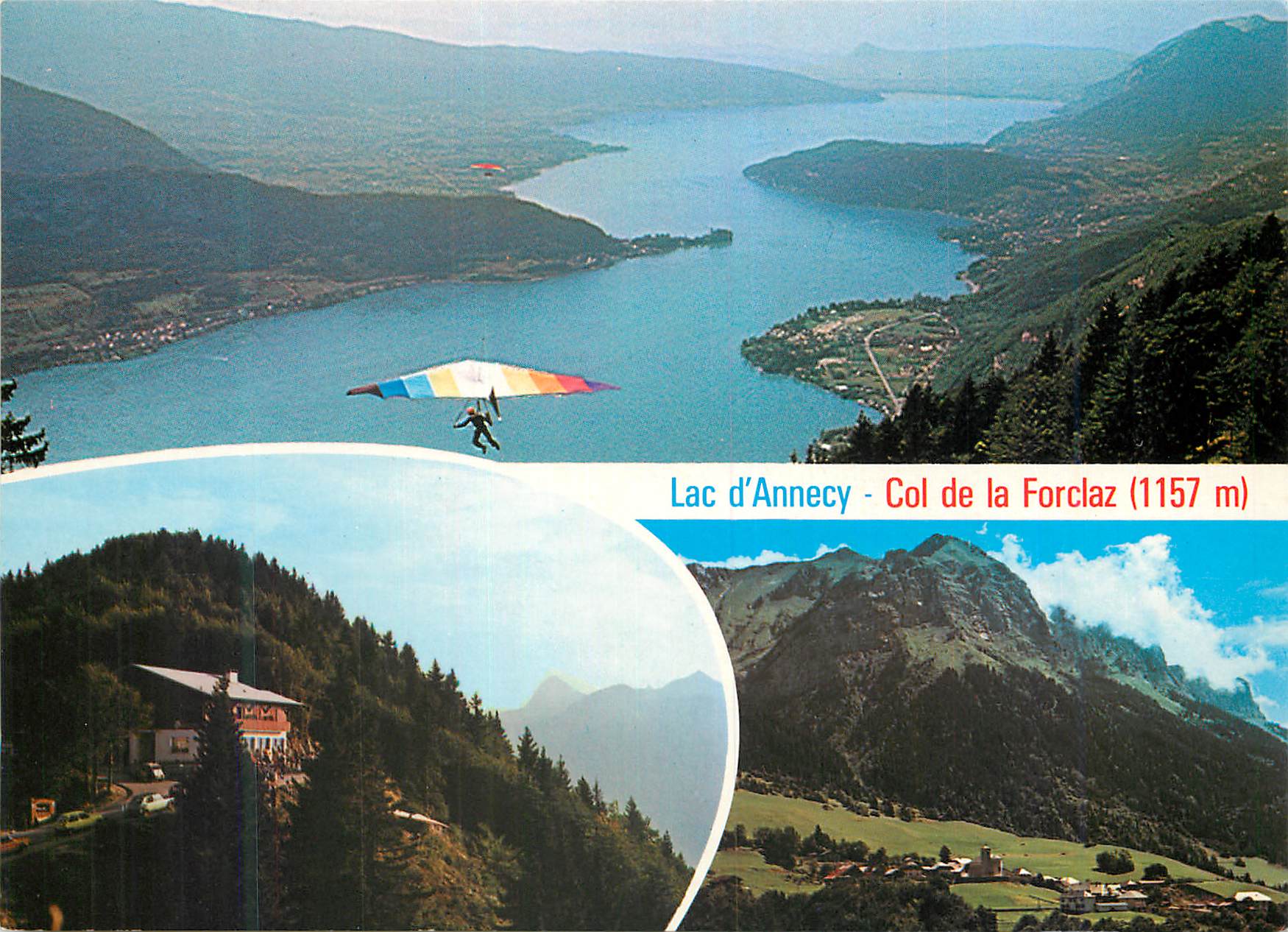 CPM Lac d Annecy Haute Savoie Le col de la Forciaz L Hotel Edelweiss Montmin Deltaplane
