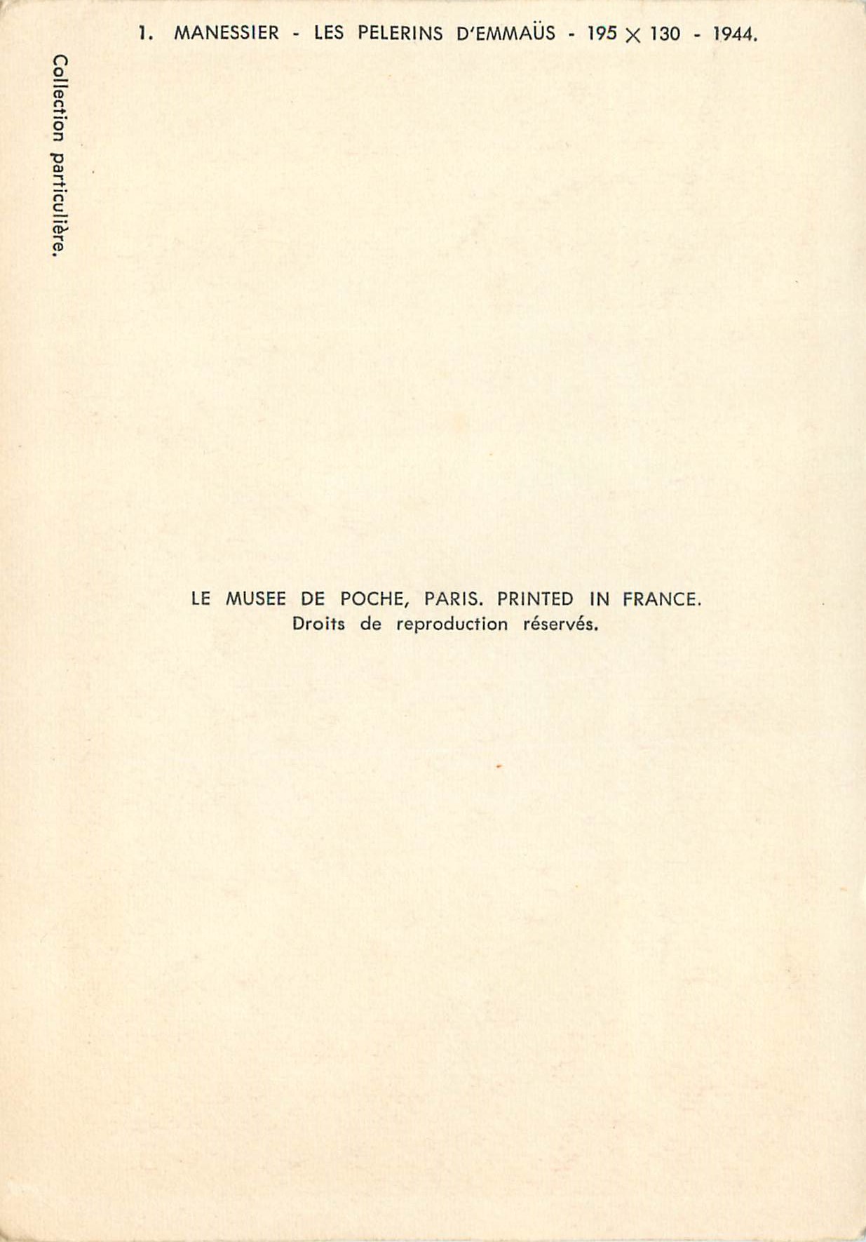 CPM Manessier Les Pelerins d Emmaus  — Verso