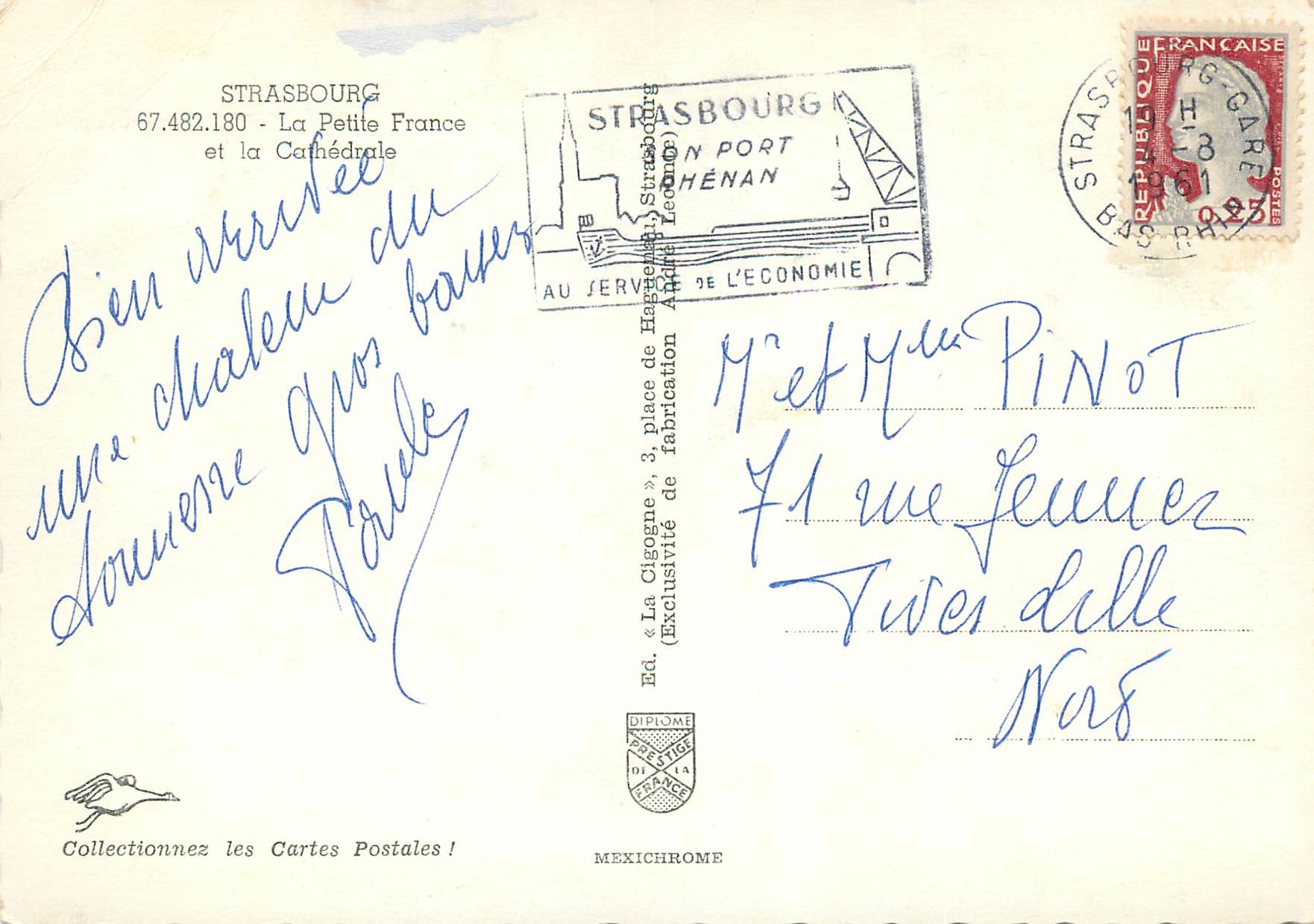 Straßburg - Ansicht von Petite France und der Kathedrale — Verlag: MEXICHROME, Nr. 67.482.180 — Rückseite