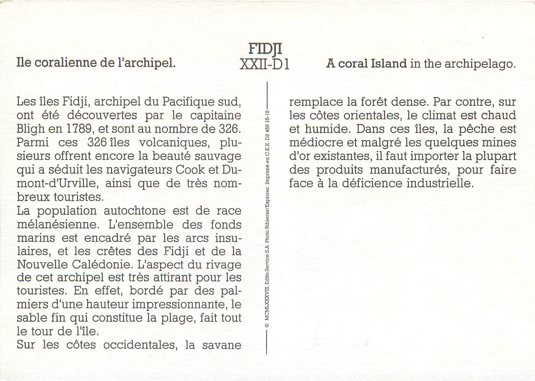 CPM Fidji Ile coralienne de l archipel  — Back