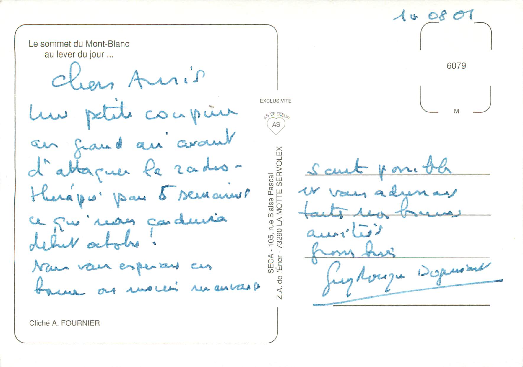 CPM Le Sommet du Mont Blanc au lever du jour  — Verso