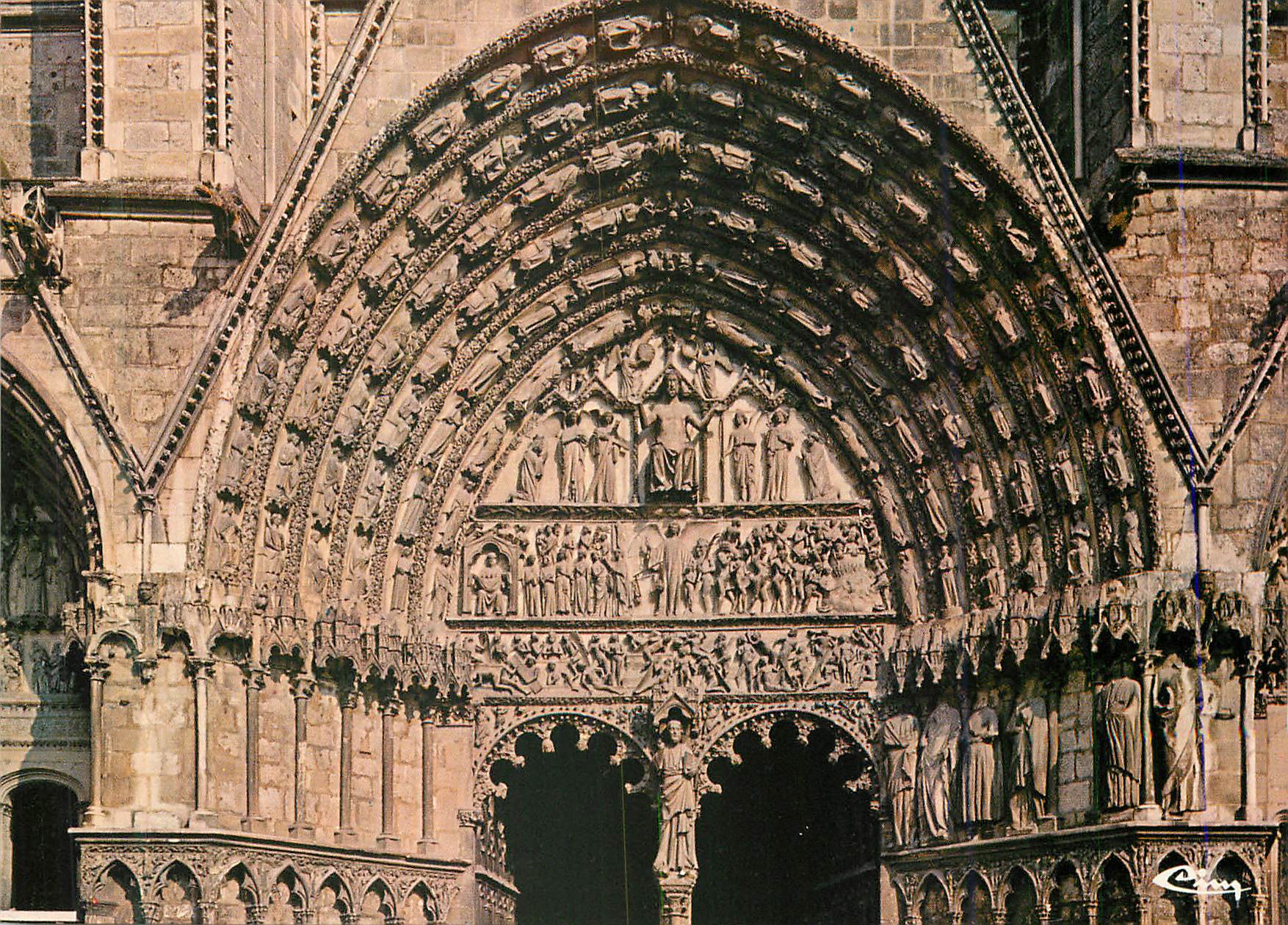 CPM Bourges Cher La Cathedrale St Etienne Tympan du portail Ouest 
