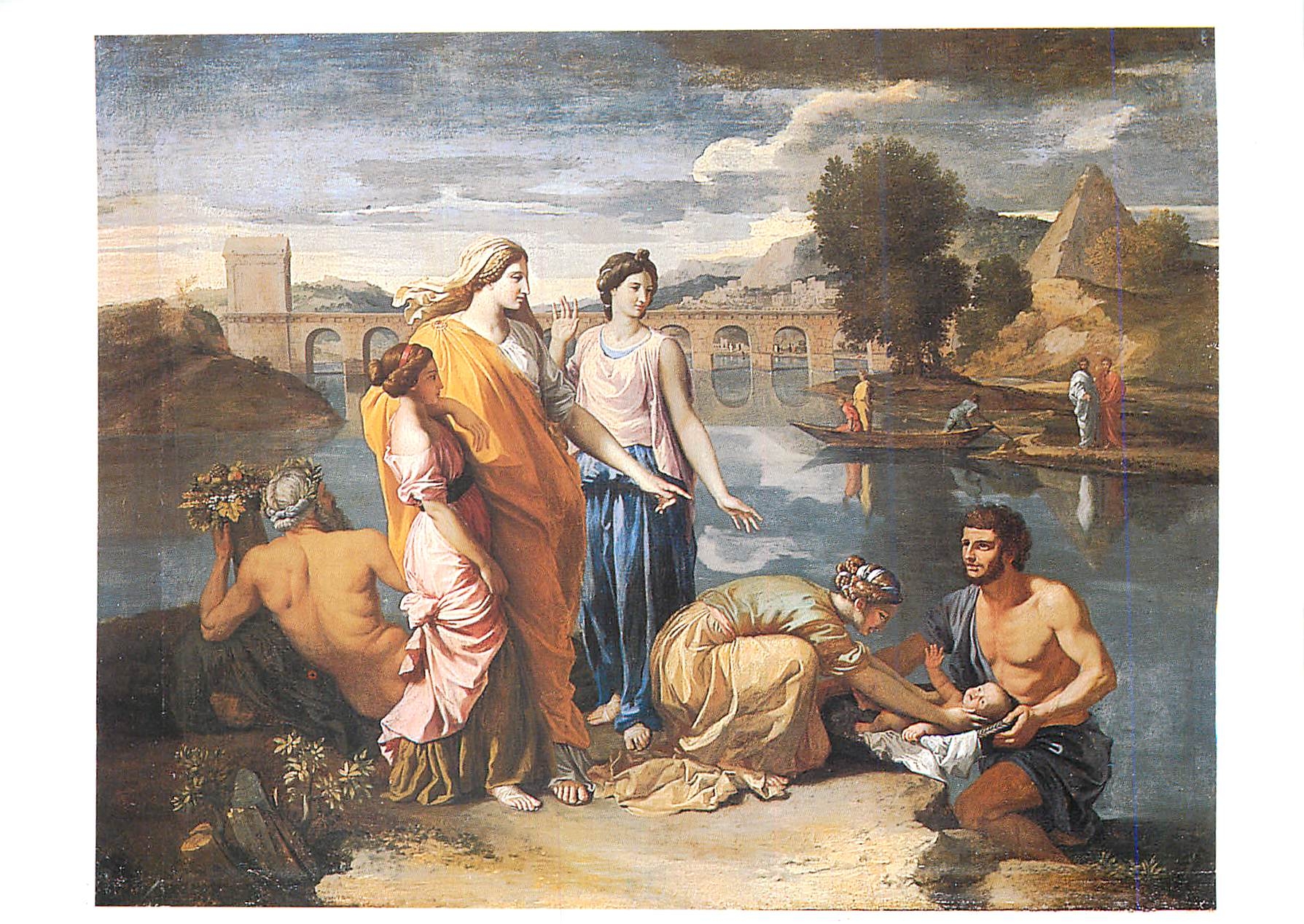 CPM Nicolas Poussin Moise sauve des caux Huile sur toile Louvre Departement des peintures 