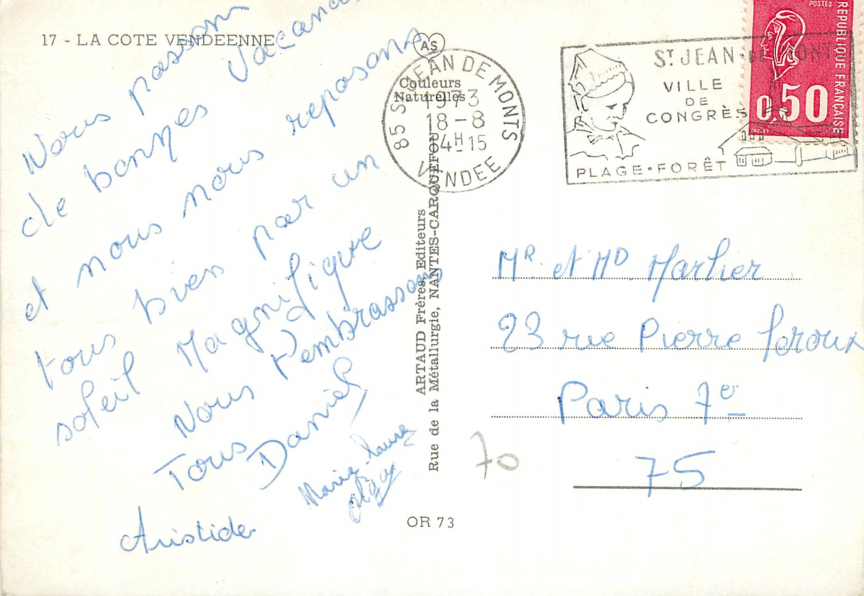CPM La Cote Vendeene Croix de Vie Saint Jean de Monts  — Rückseite