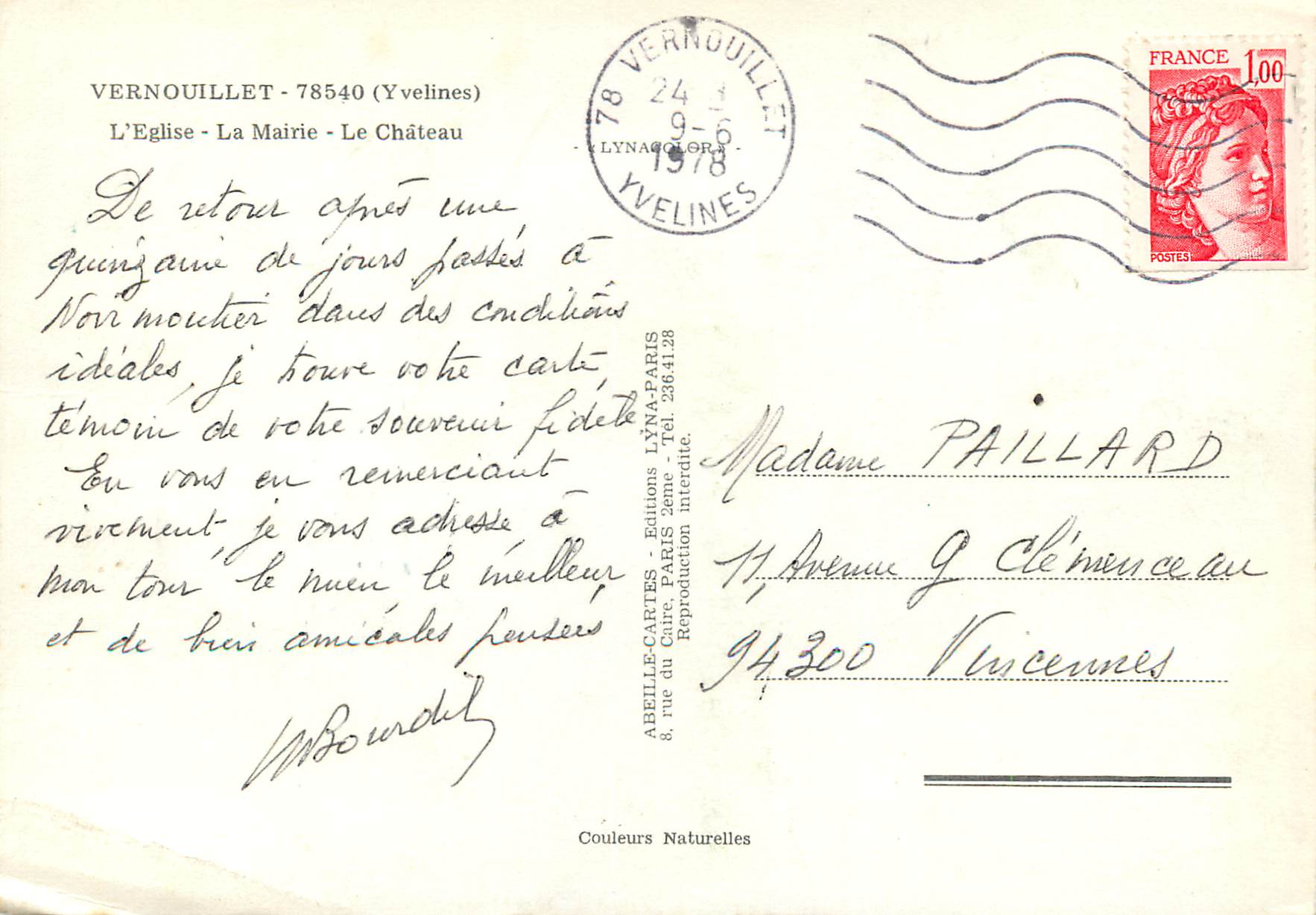CPM Vernouillet Yvelines L Eglise La Mairie Le Chateau  — Back
