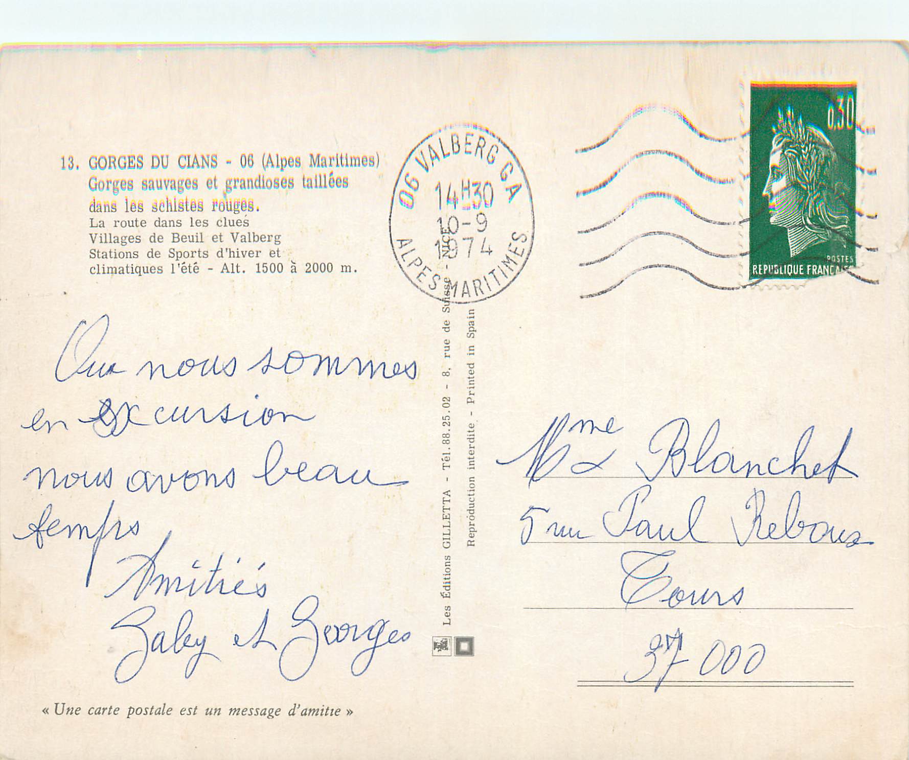 CPM Gorges du Cians Alpes Maritimes Gorges sauvages et grandioses taillees dans les schistes rouges  — Back
