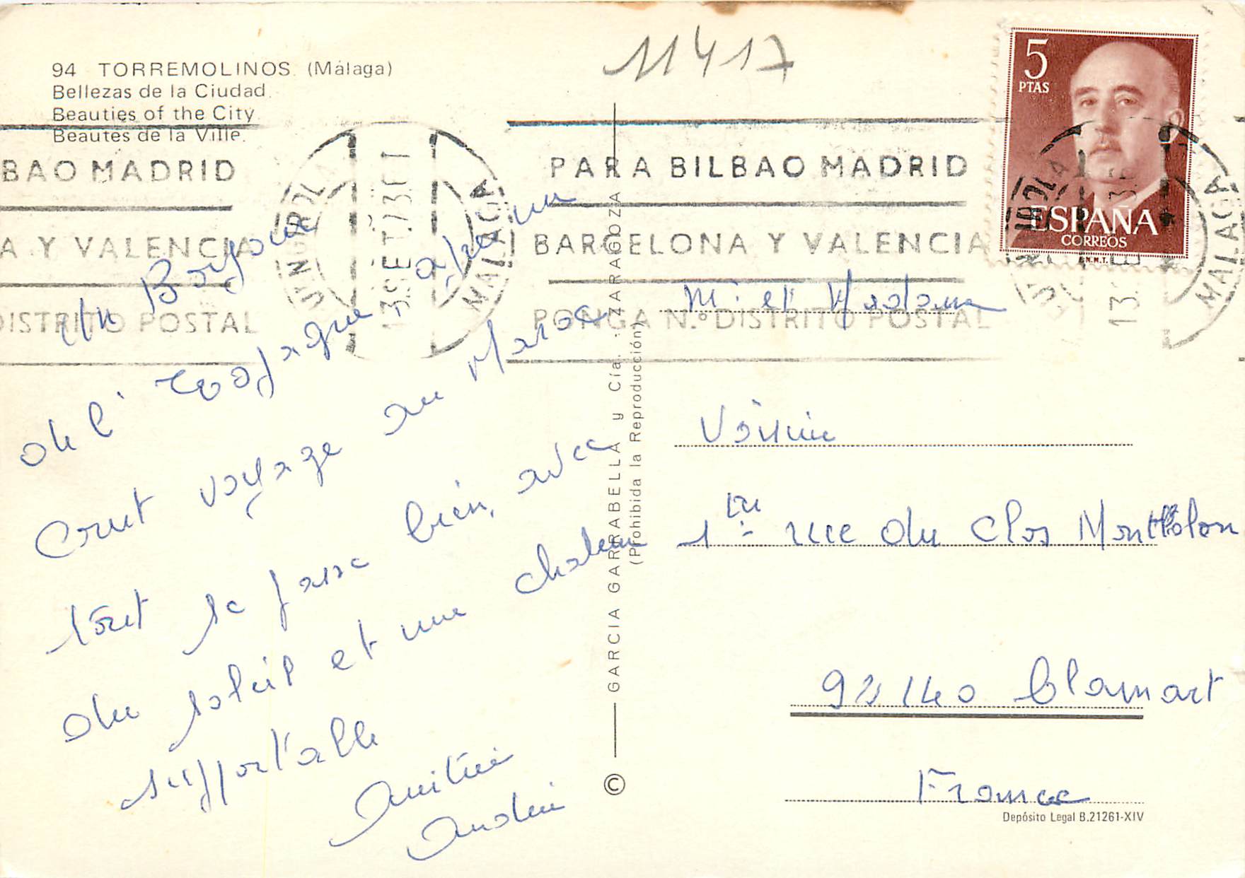 CPM Torremolinos Malage Beautes de la ville  — Back