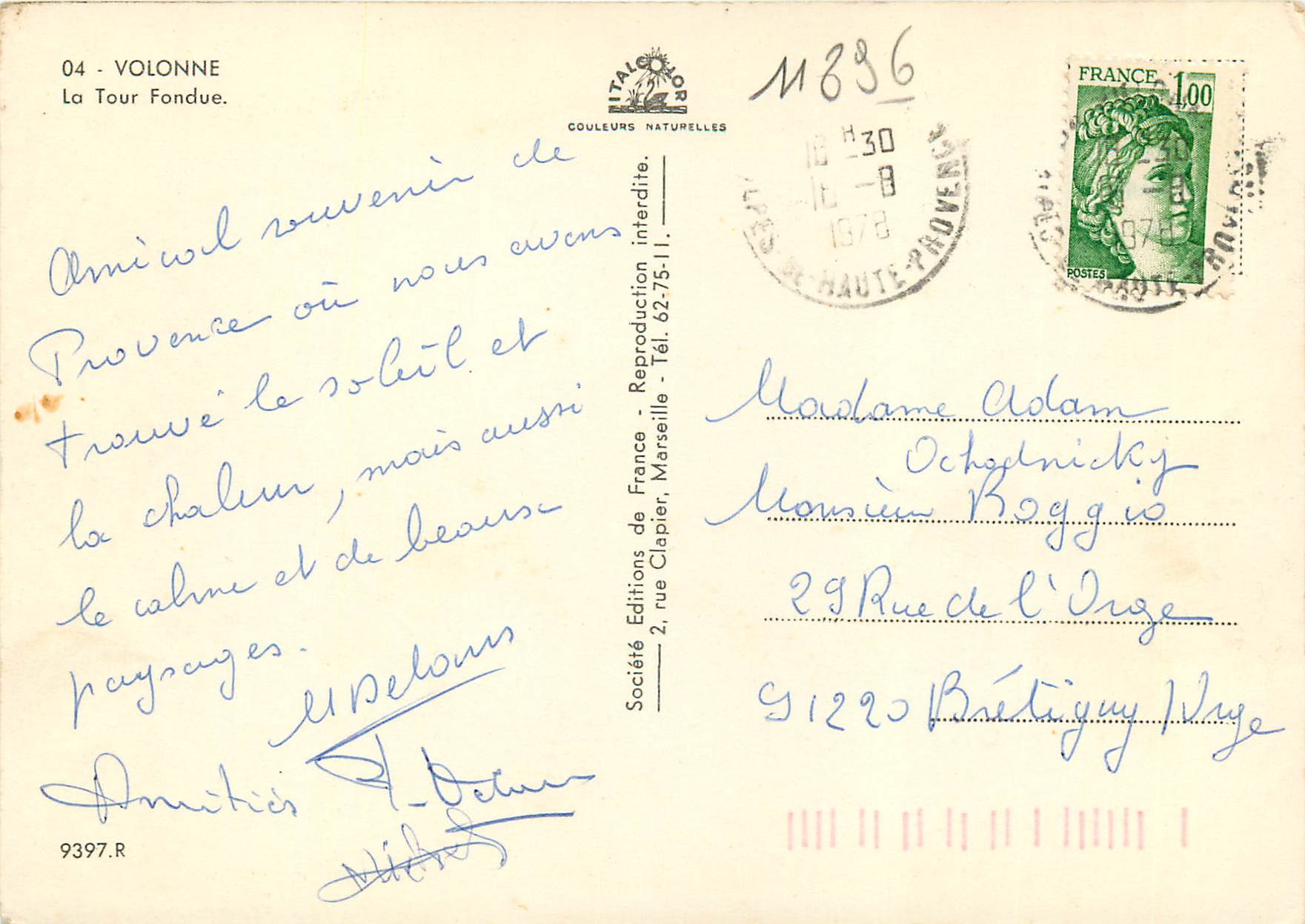 CPM Volonne La Tour Fondue  — Rückseite