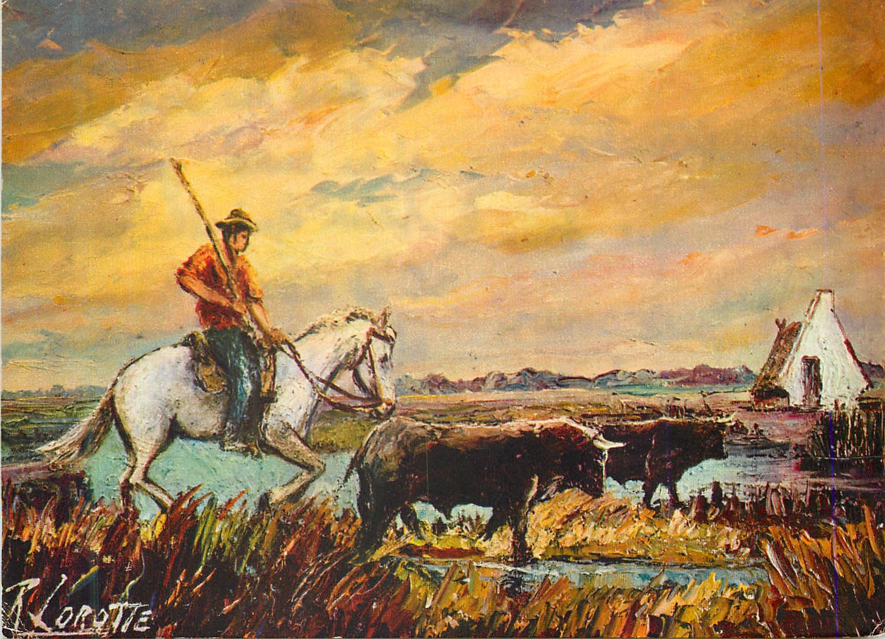 CPM En Camargue Peinture de R Lorotte 