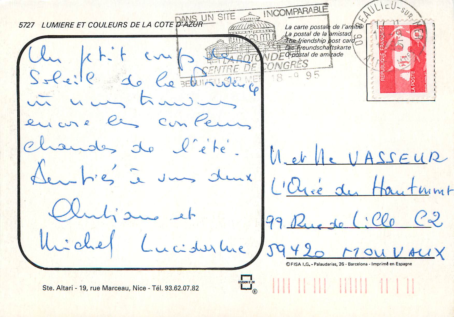 CPM Cote d Azur  — Verso