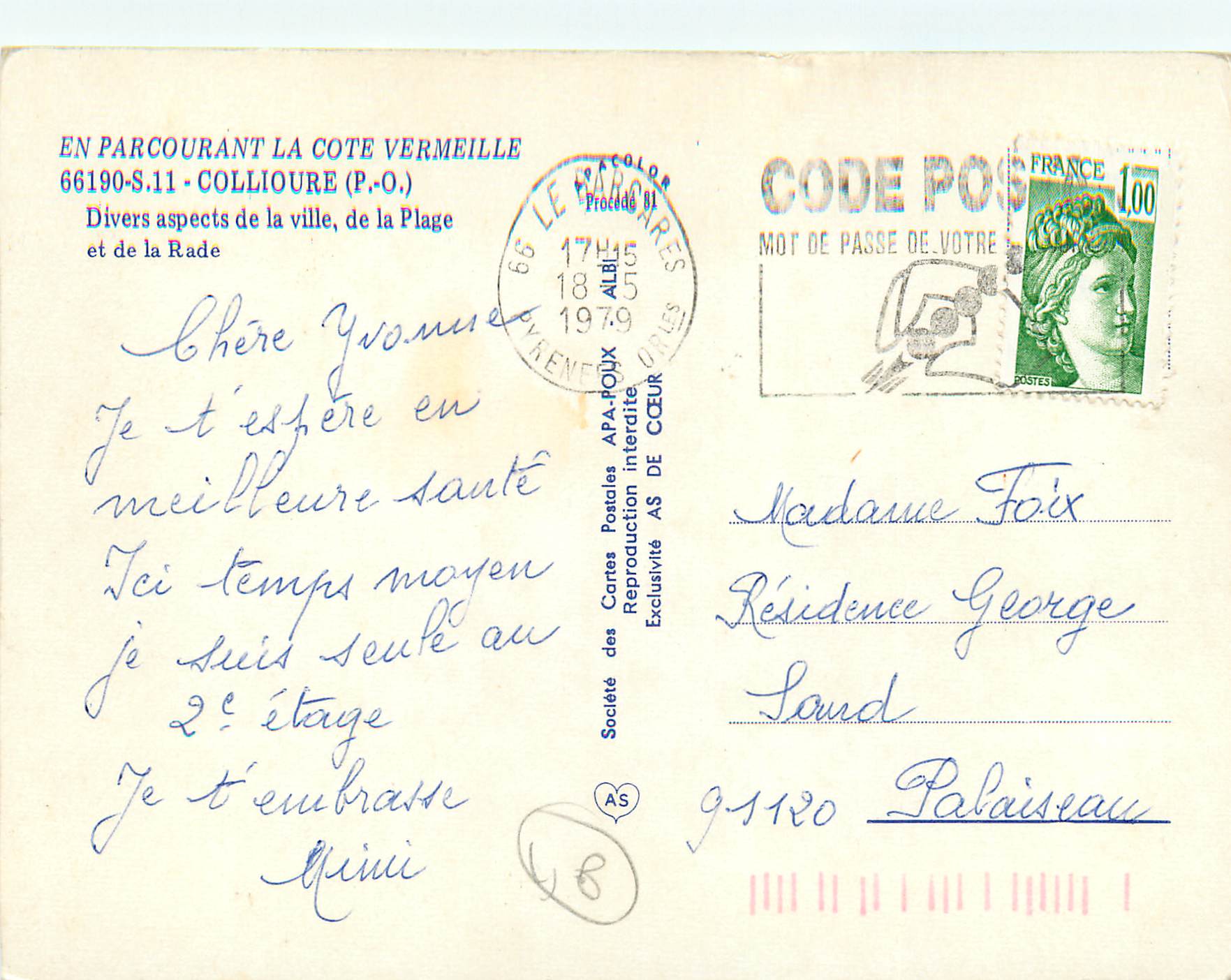 CPM Collioure PO Divers aspects de la ville de la Plage et de la rade  — Rückseite
