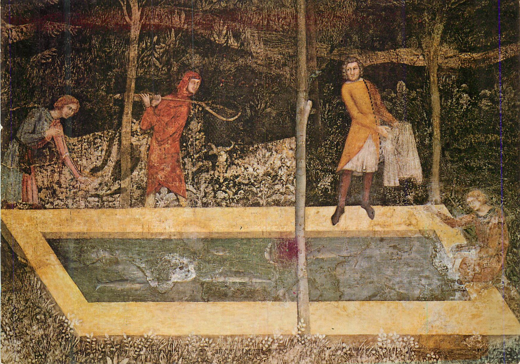 CPM Avignon Palais des Papes Chambre du Cerf la Peche Fresque de Matteo Giovanetti 