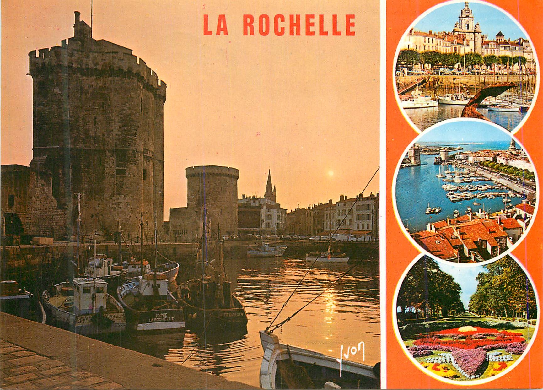 CPM La Rochelle Charente Maritime La Grosse Horloge Le Port Le Jardin du Mail 