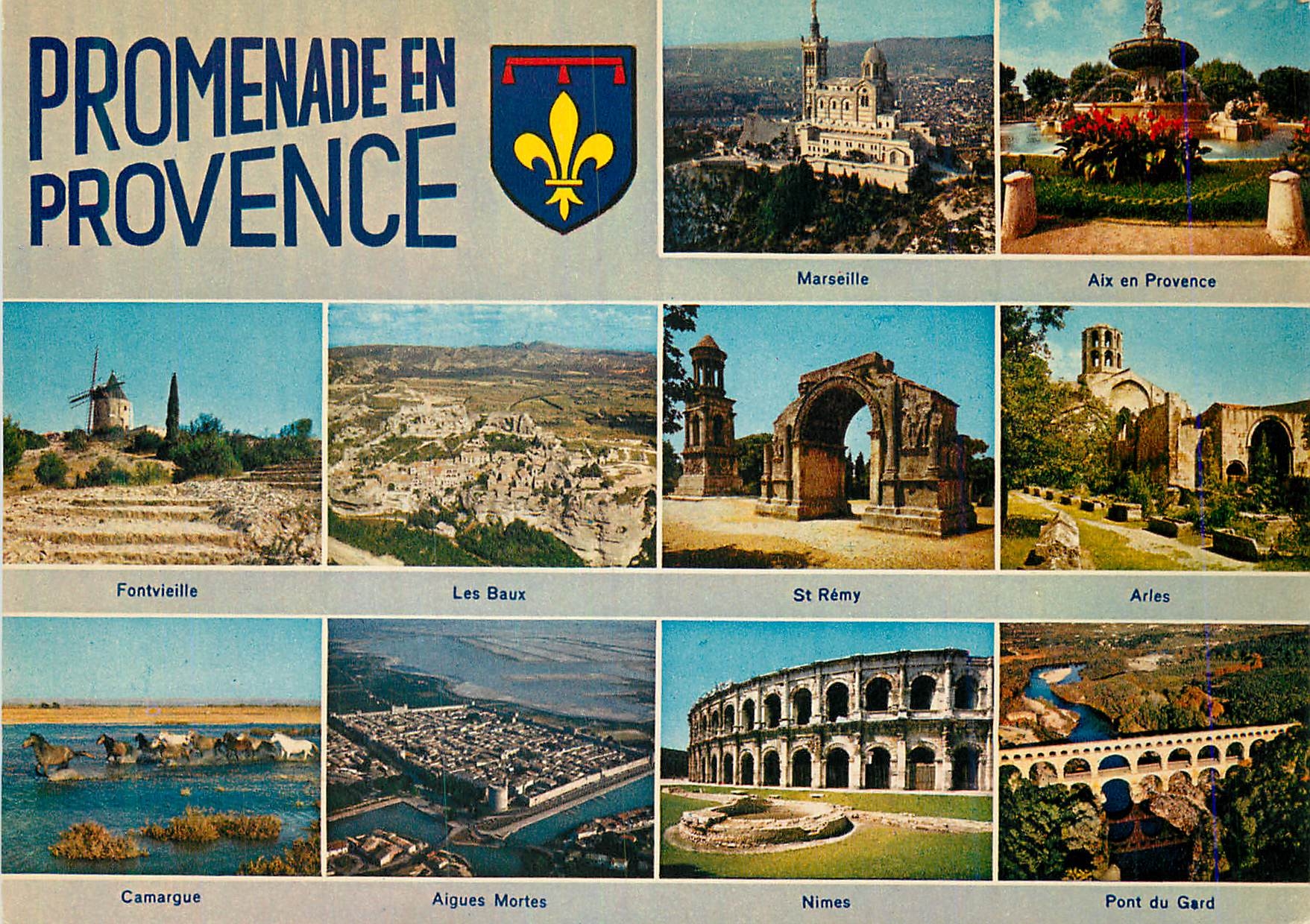 CPM Promenade en Provence Marseille Aix en Provence Fontvieille Les Beaux St Remy Arles 