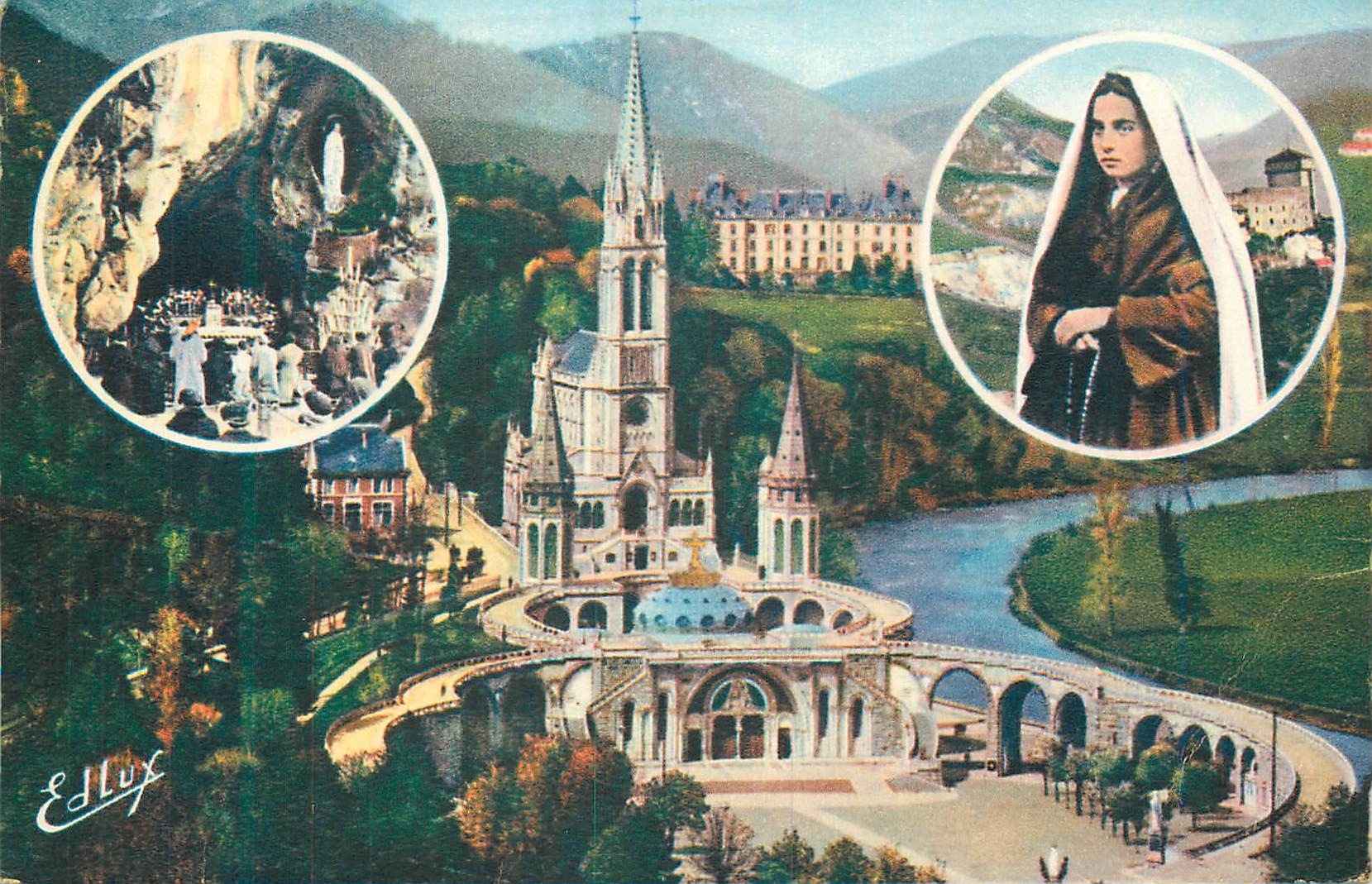 CPM Lourdes La Basilique Sainte Bernadette La Grotte 
