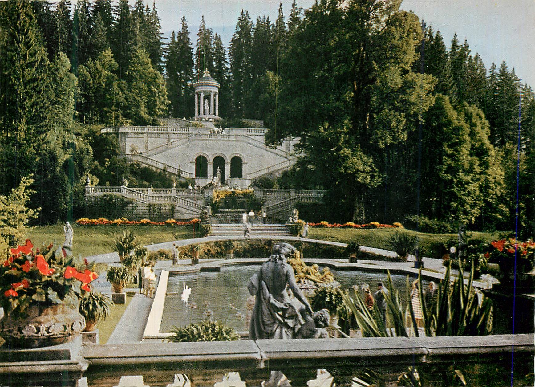 CPM Konigschloss Linderhof Schlossterrasse und Venustempel 