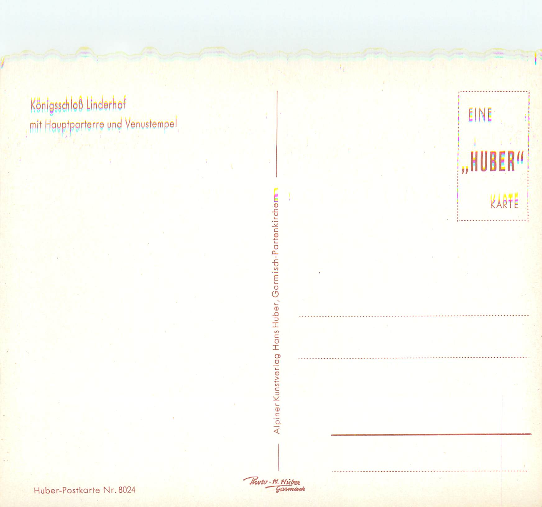 CPM Konigschloss Linderhof mit Houpfparterre und Venustempel  — Rückseite