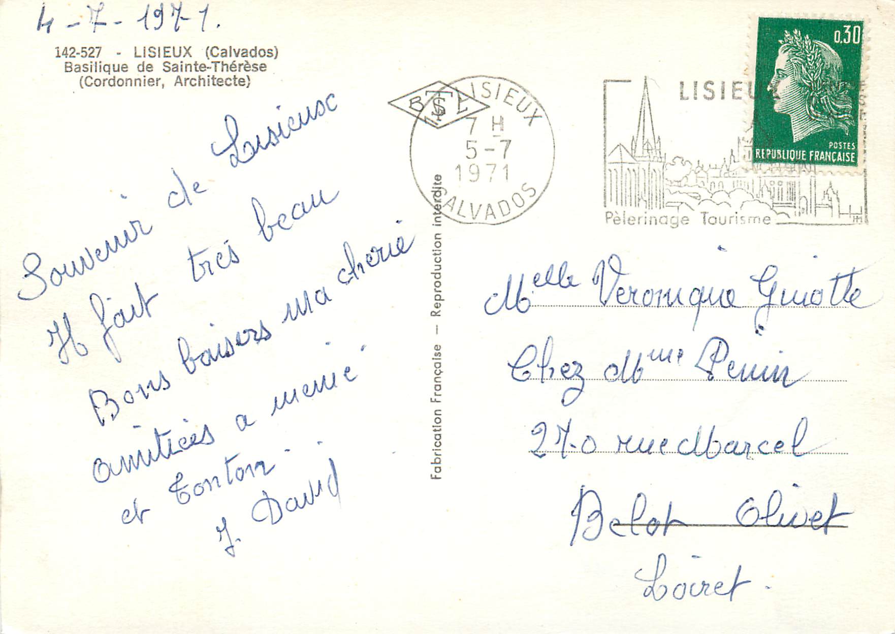 CPM Lisieux Calvados Basilique de Sainte Therese  — Rückseite