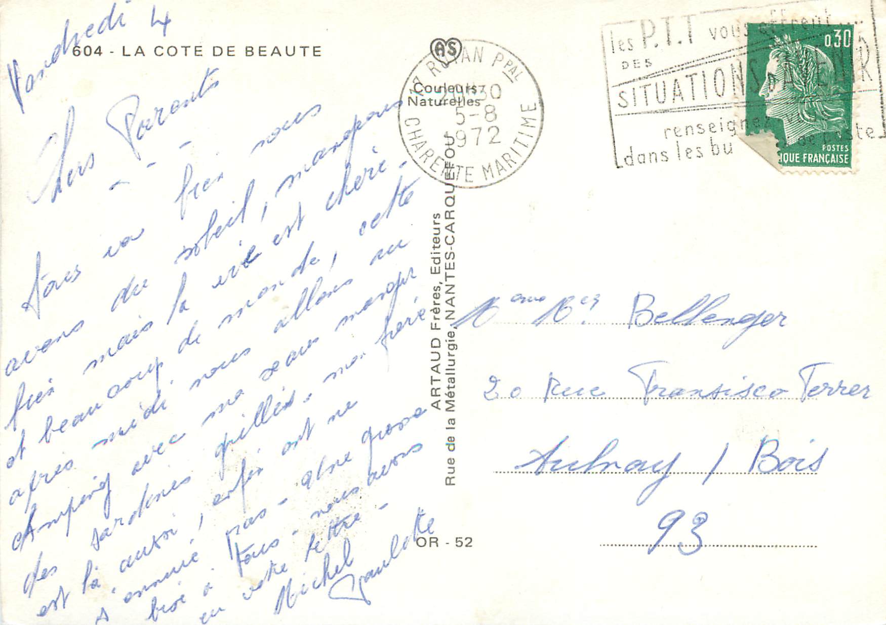 CPM La Cote de Beaute Pontaillac Royan Saint Palais St Georges de Didonne — Back
