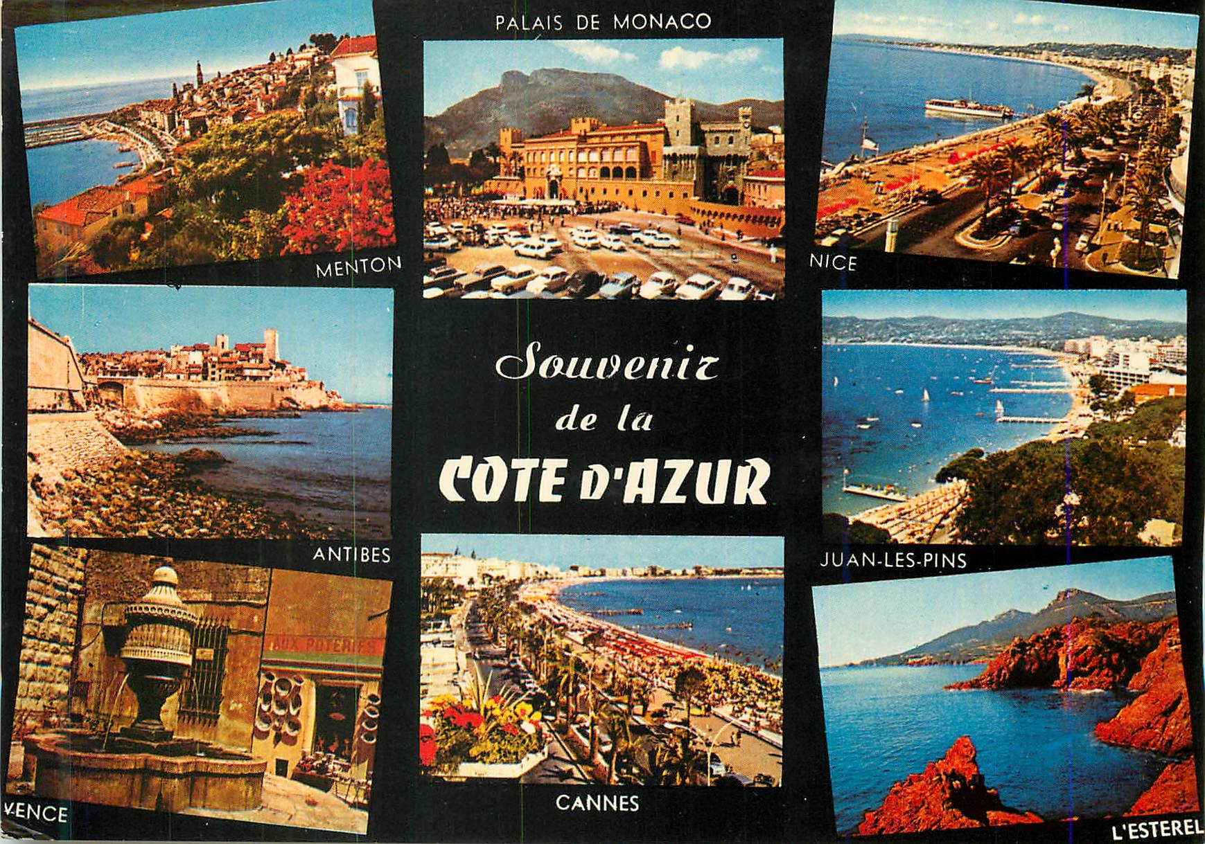 CPM Souvenir de la Cote d Azur Palais de Monaco Menton Nice Antibes Juan les Pins Vence Cannes L Esterel 