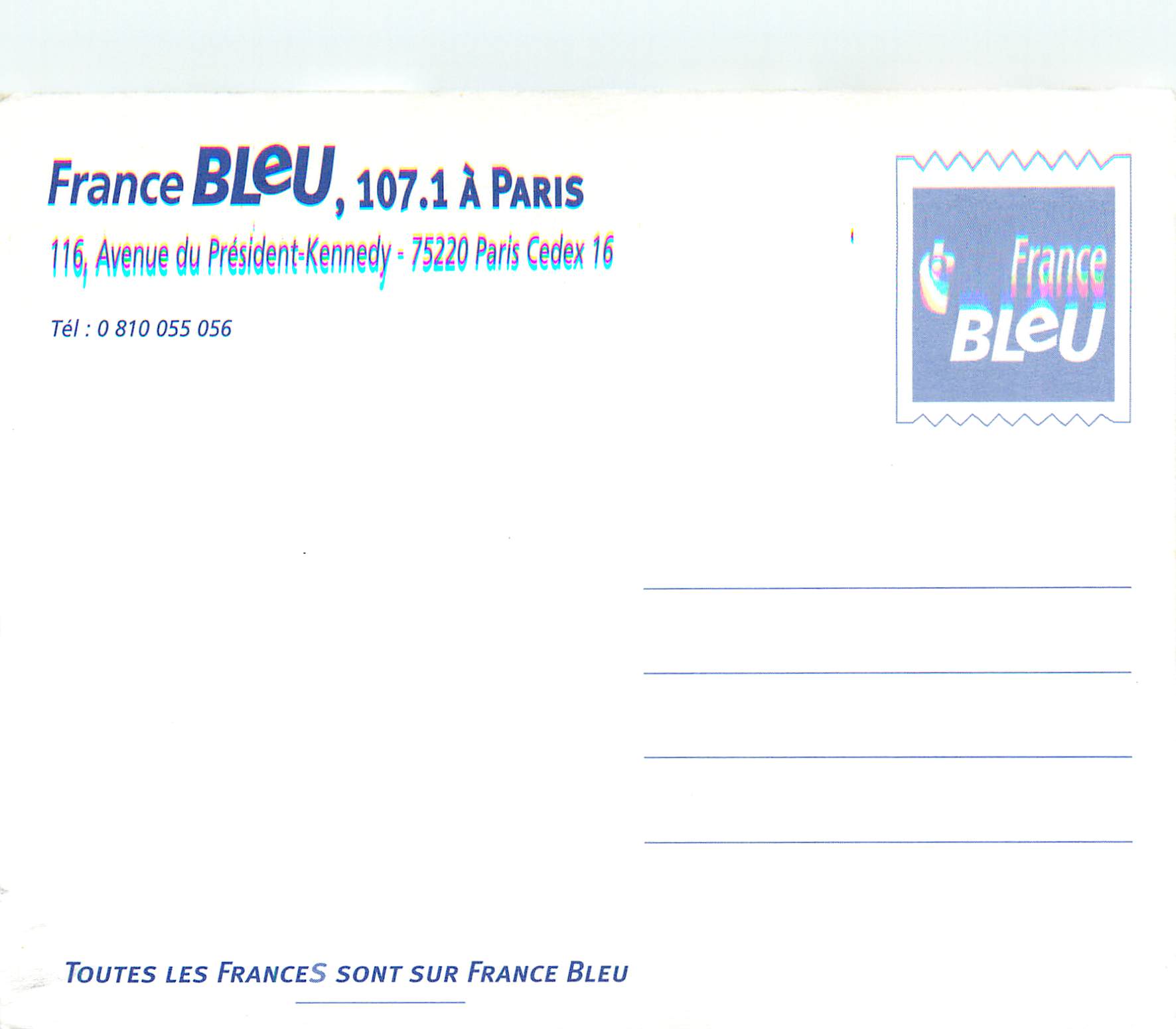 CPM France Bleu Paris 107 1 Radio — Rückseite
