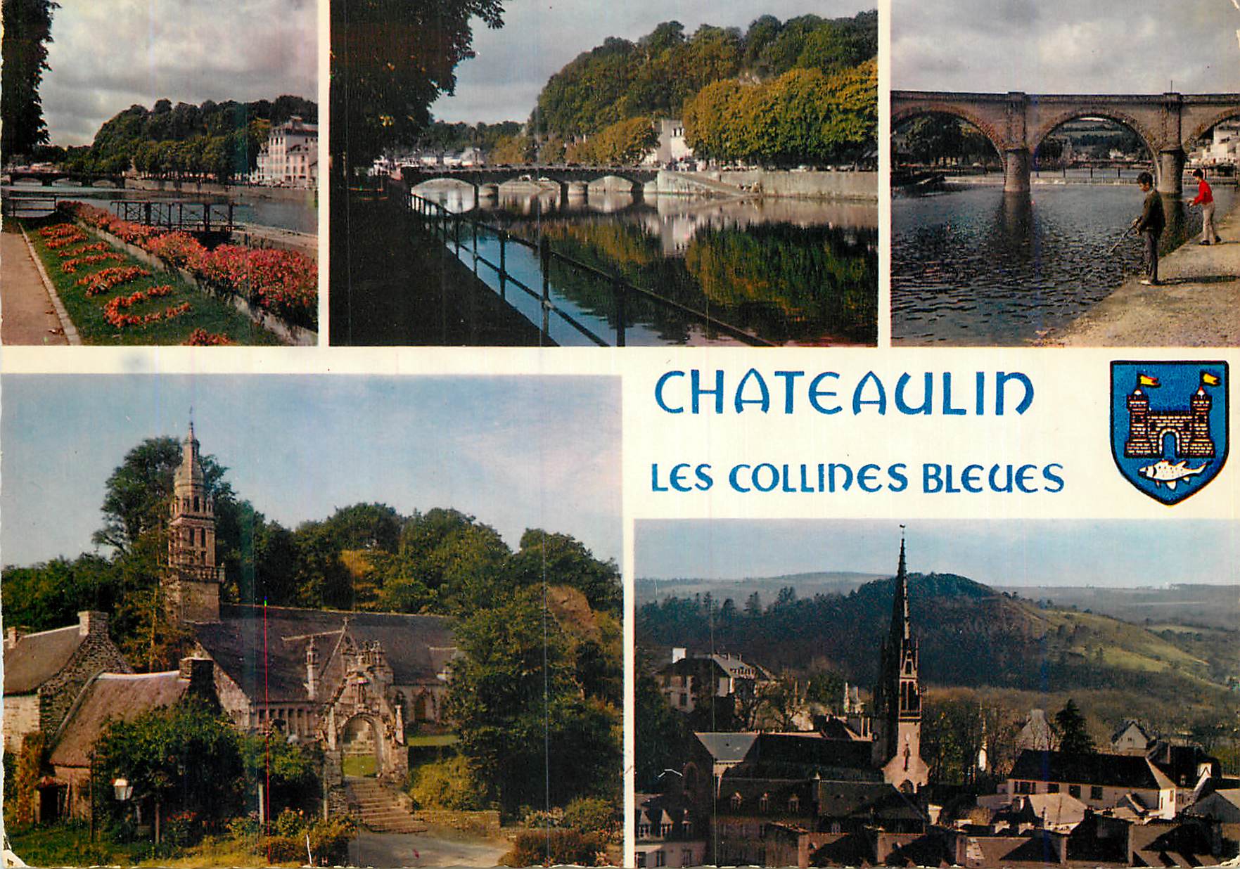 CPM Chateaulin Finistere L Aulne la Chapelle Notre Dame et l Eglise paroissiale 