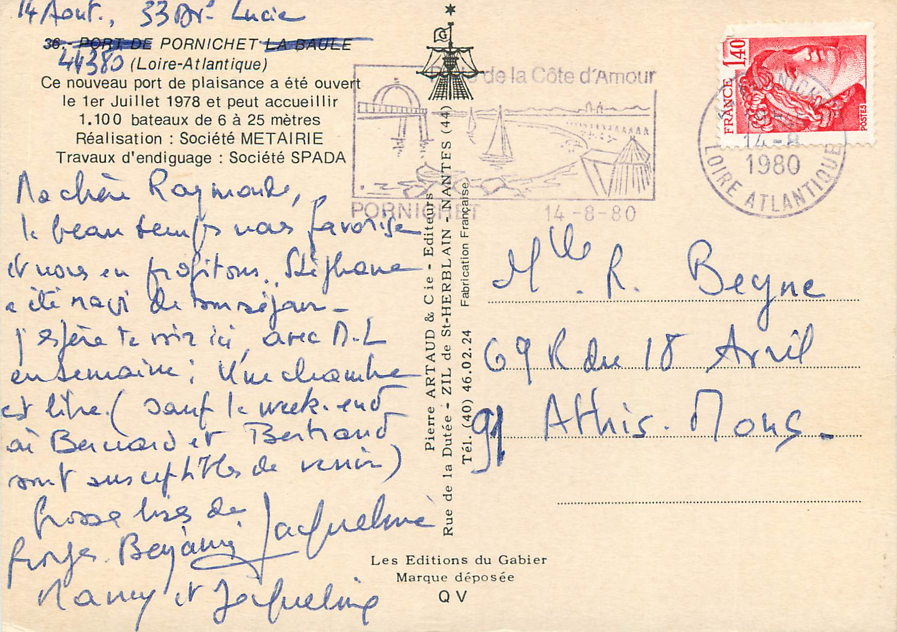 CPM Port de Pornichet La Baule Loire Atlantique Bateaux — Rückseite