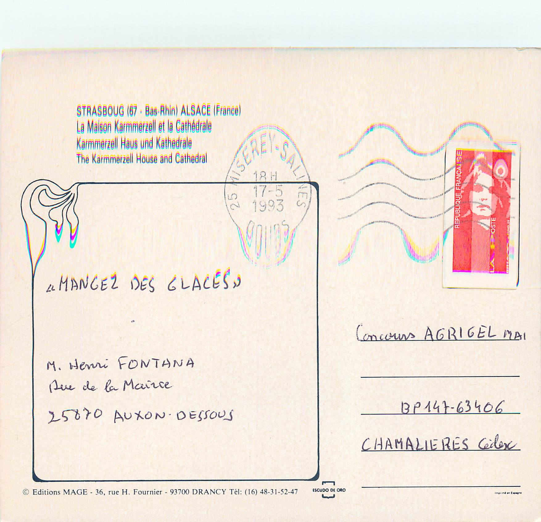 CPM Strasbourg Bas Rhin Alsace La Maison Kammerzell et la Cathedrale  — Verso