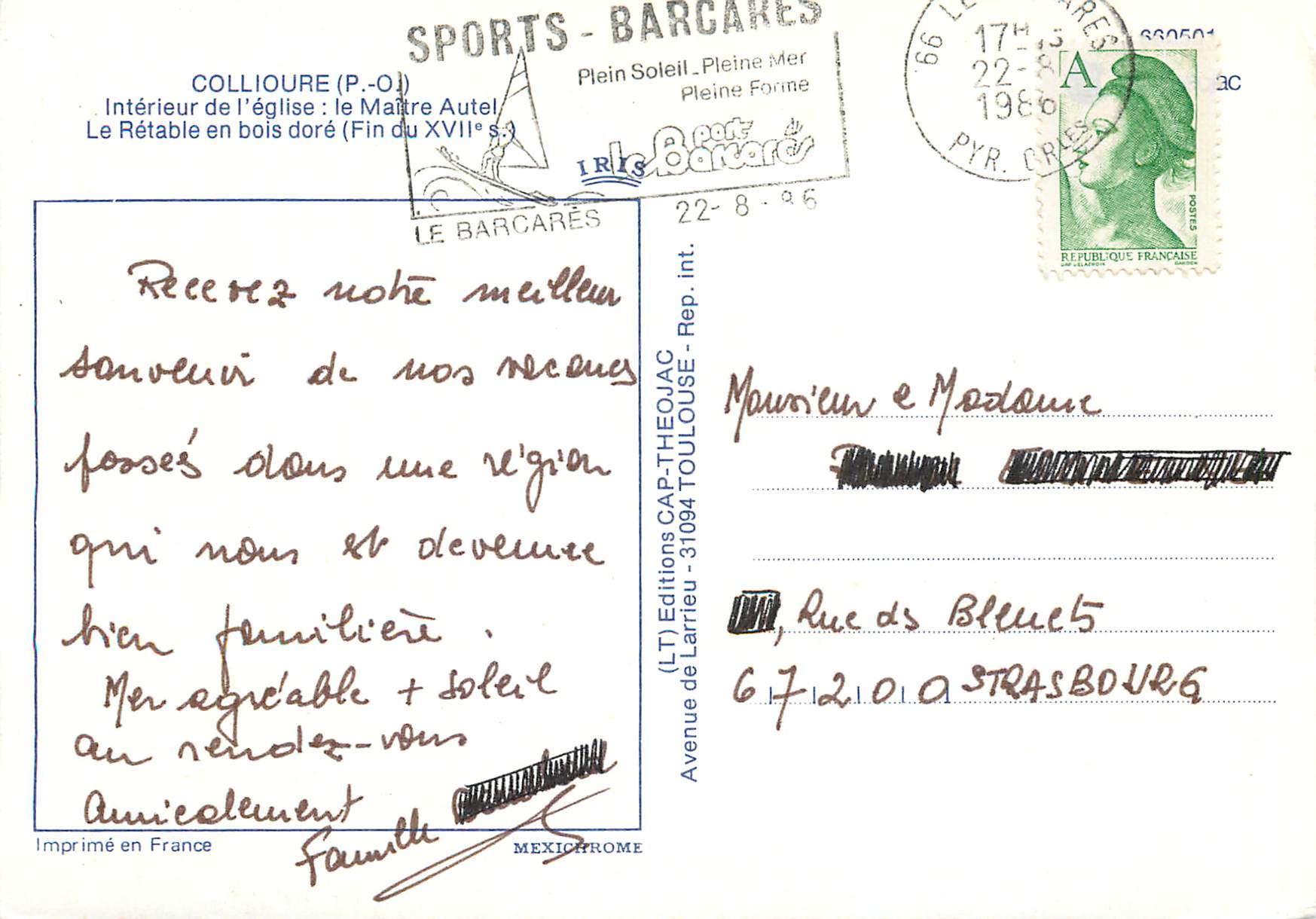 CPM Collioure PO Interieur de l eglise le Maitre Autel Le Retable en bois dore  — Rückseite